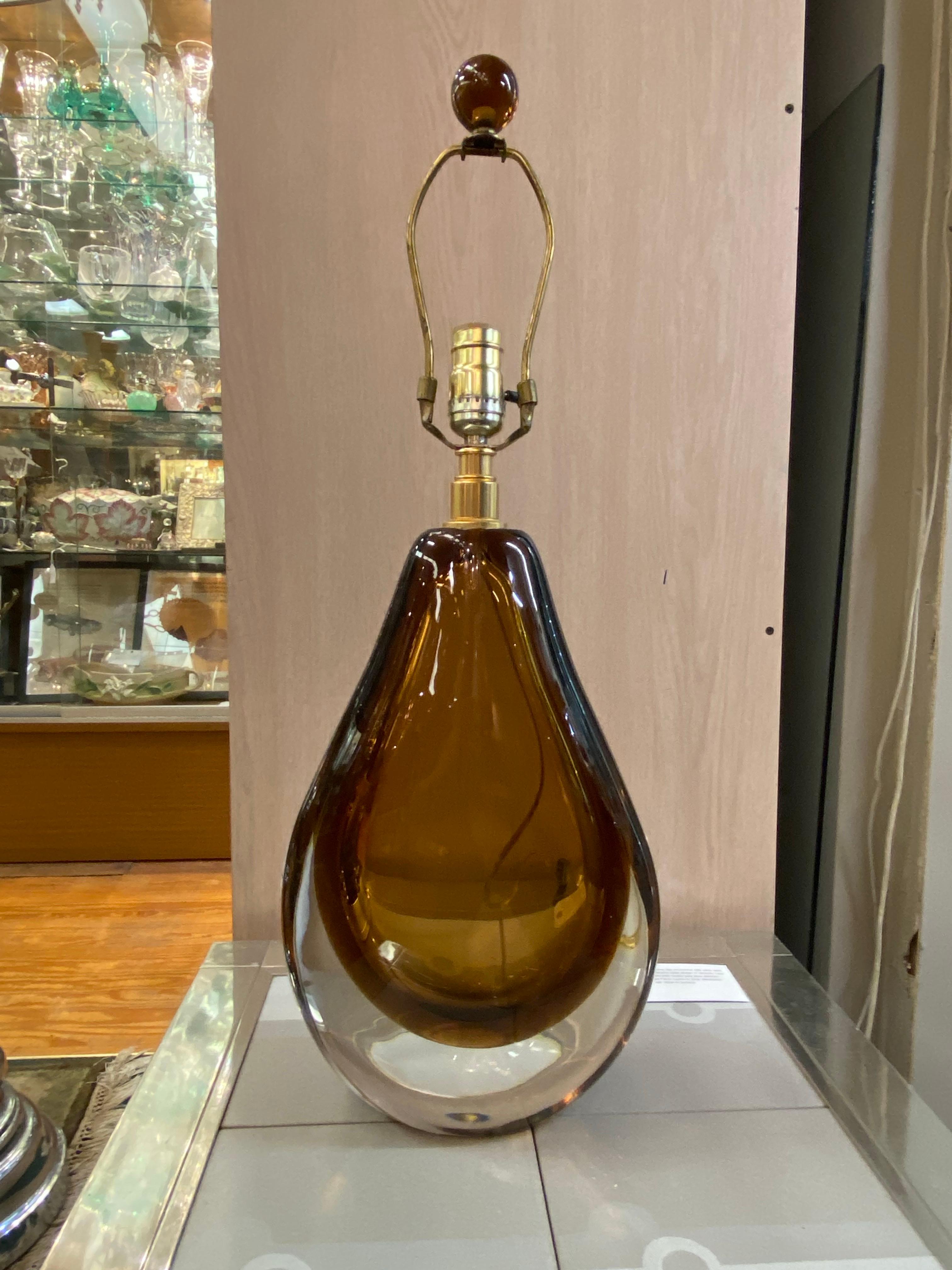 Baker Furniture Lámpara de Sobremesa de Cristal Sommerso Ámbar y Transparente Moderno en venta