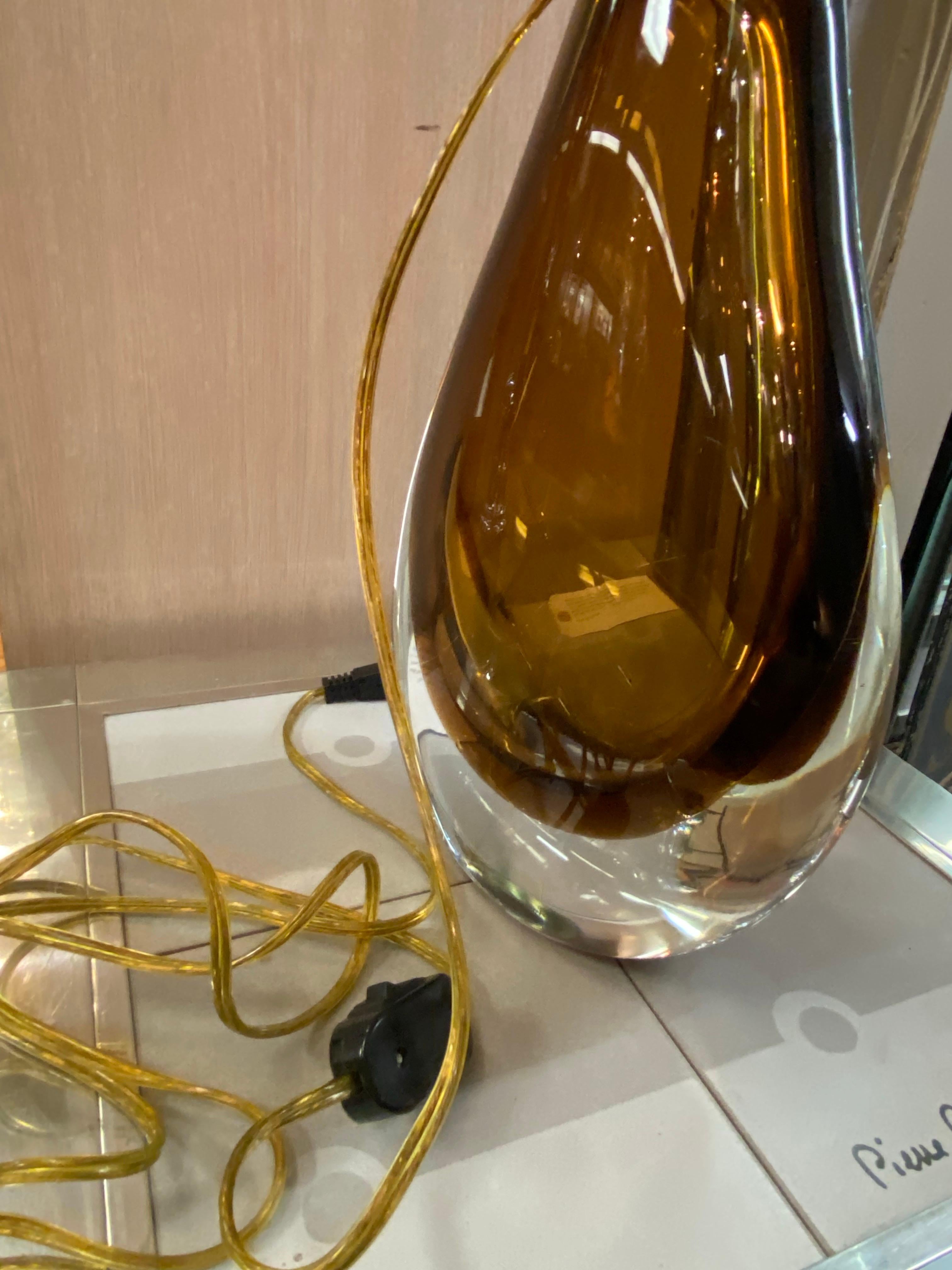 Baker Furniture Lámpara de Sobremesa de Cristal Sommerso Ámbar y Transparente Siglo XXI y contemporáneo en venta