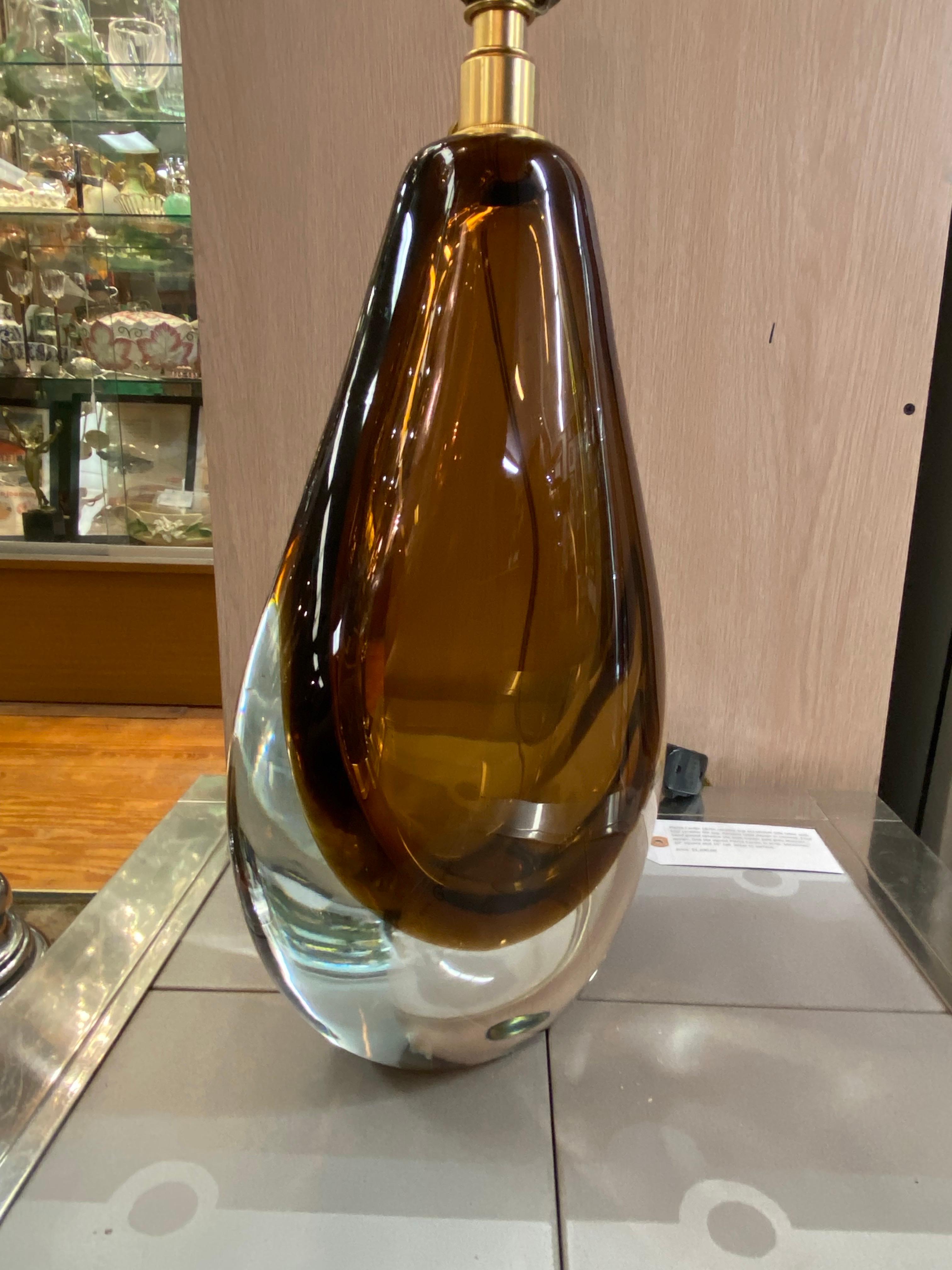 Baker Furniture Lámpara de Sobremesa de Cristal Sommerso Ámbar y Transparente Vidrio soplado en venta