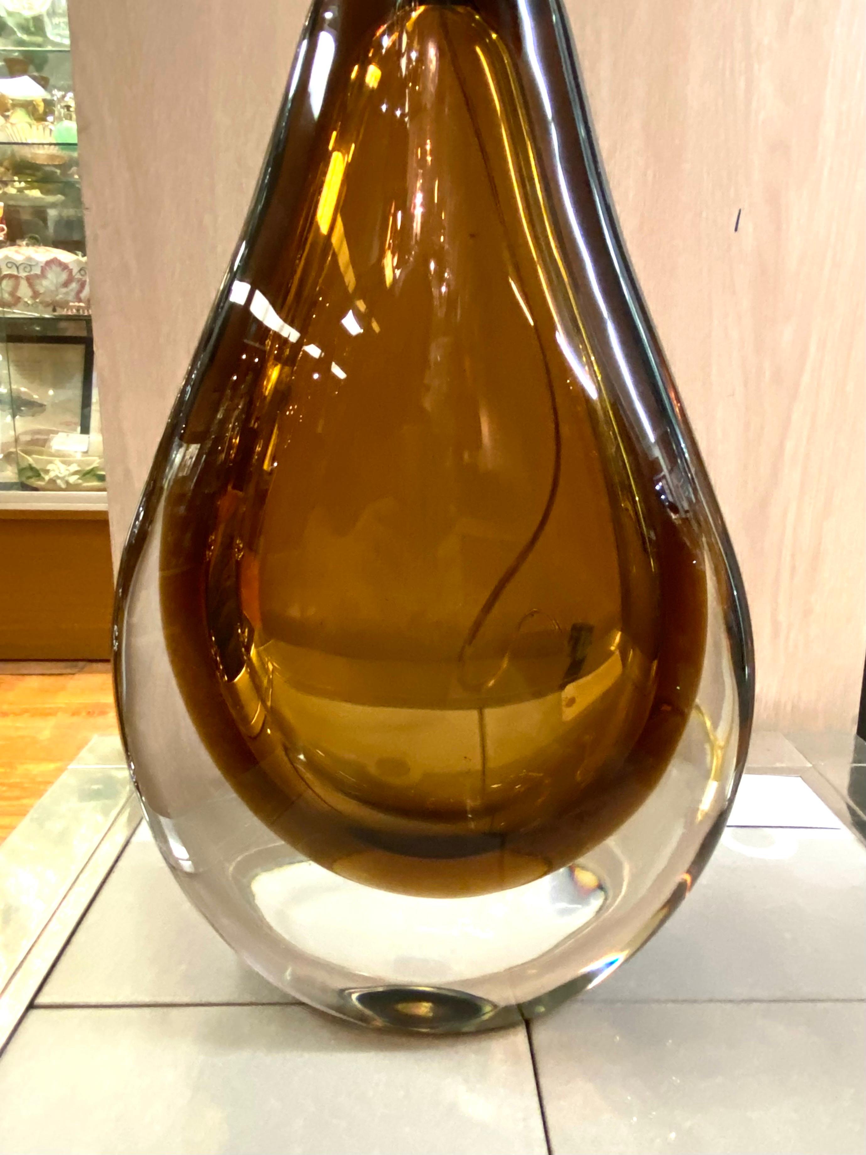 Baker Furniture Lámpara de Sobremesa de Cristal Sommerso Ámbar y Transparente en venta 1