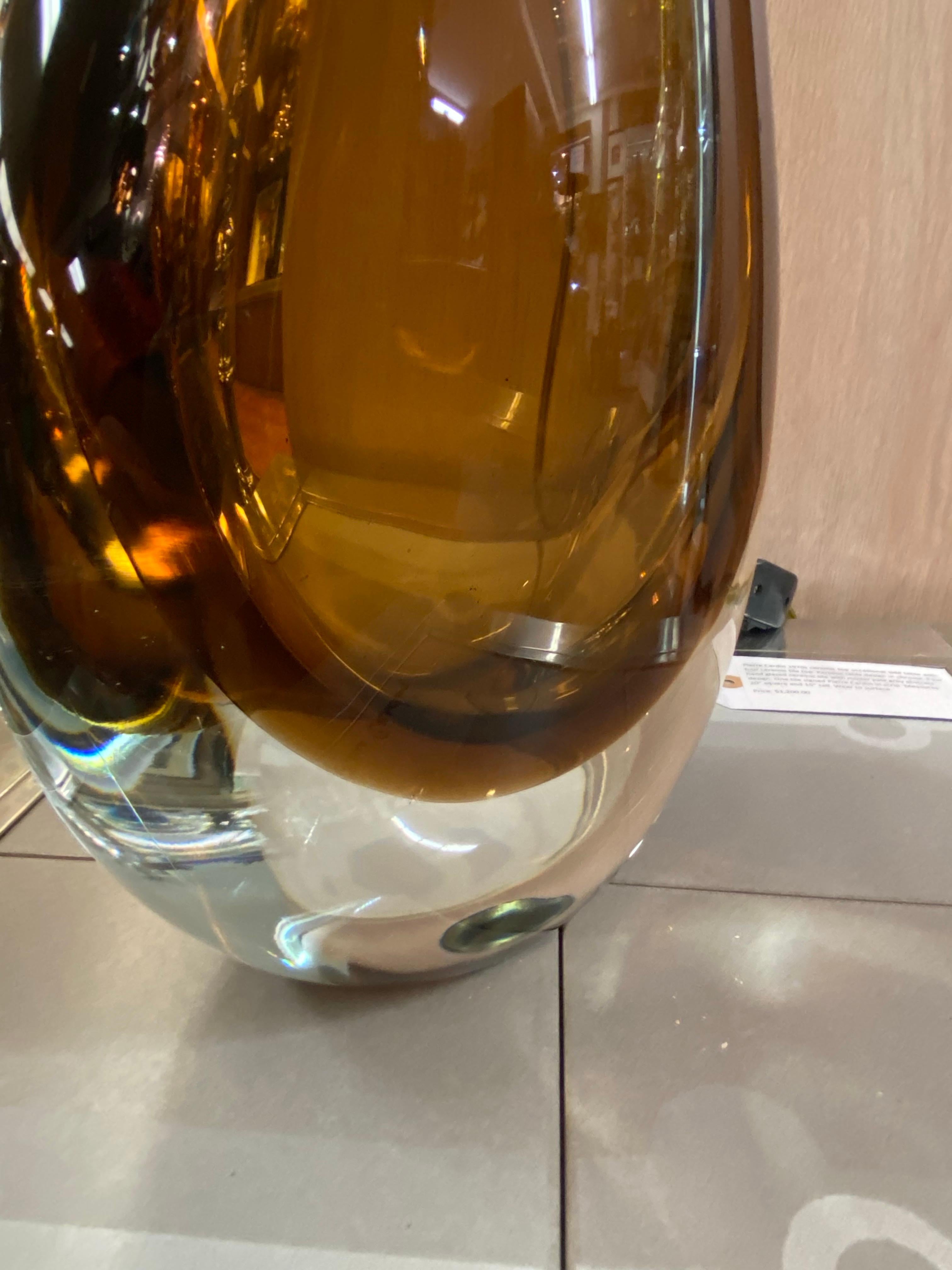 Baker Furniture Lámpara de Sobremesa de Cristal Sommerso Ámbar y Transparente en venta 2