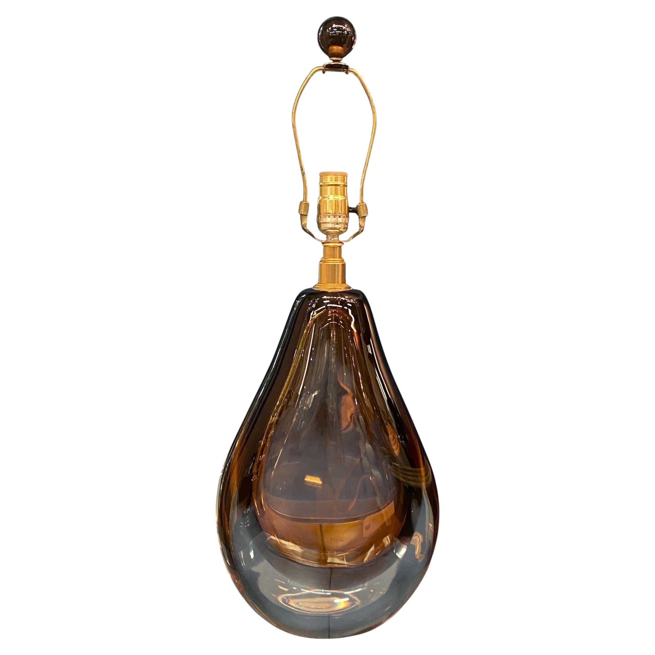 Baker Furniture Lámpara de Sobremesa de Cristal Sommerso Ámbar y Transparente en venta