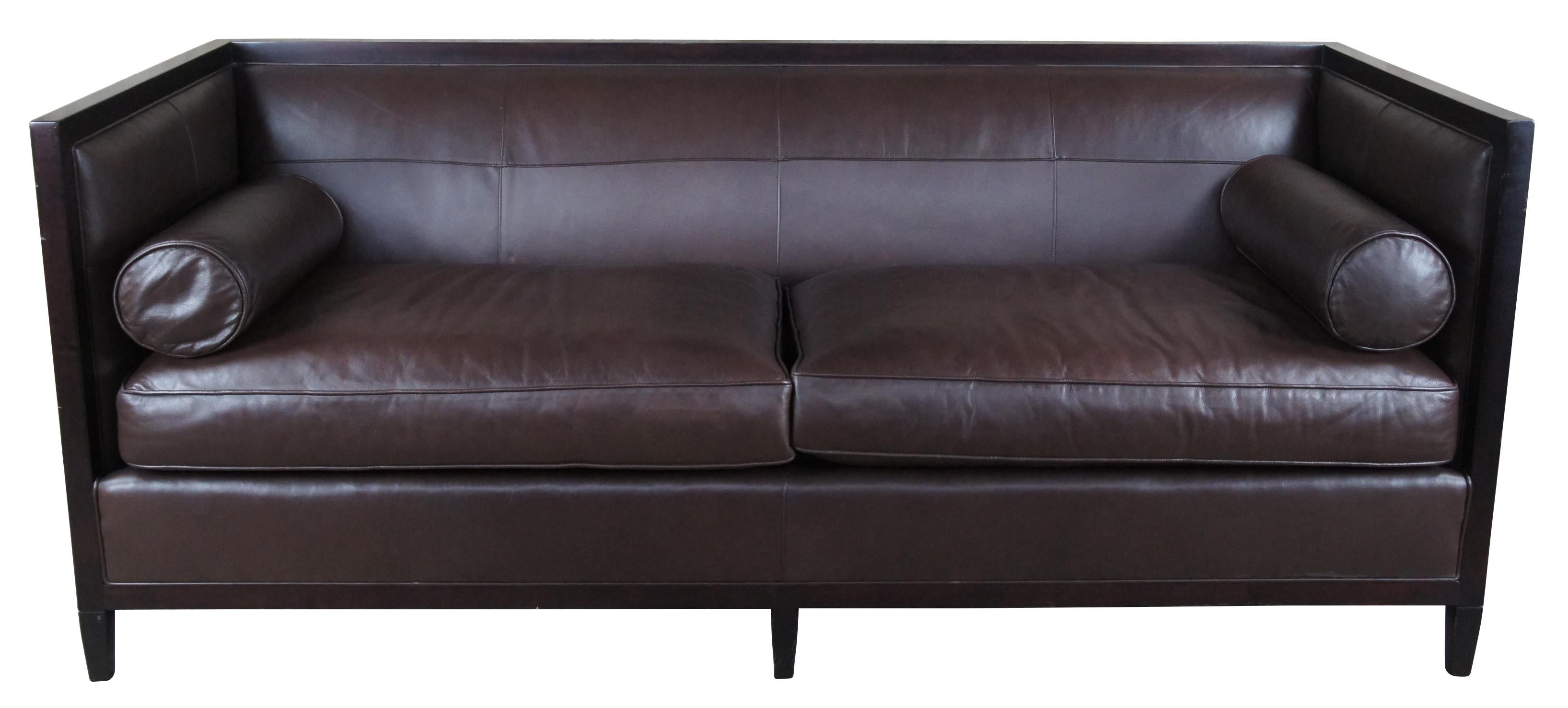 Baker Furniture Archetype Maple Wood Banded Brown Leather Modern Sofa 6370-78 8