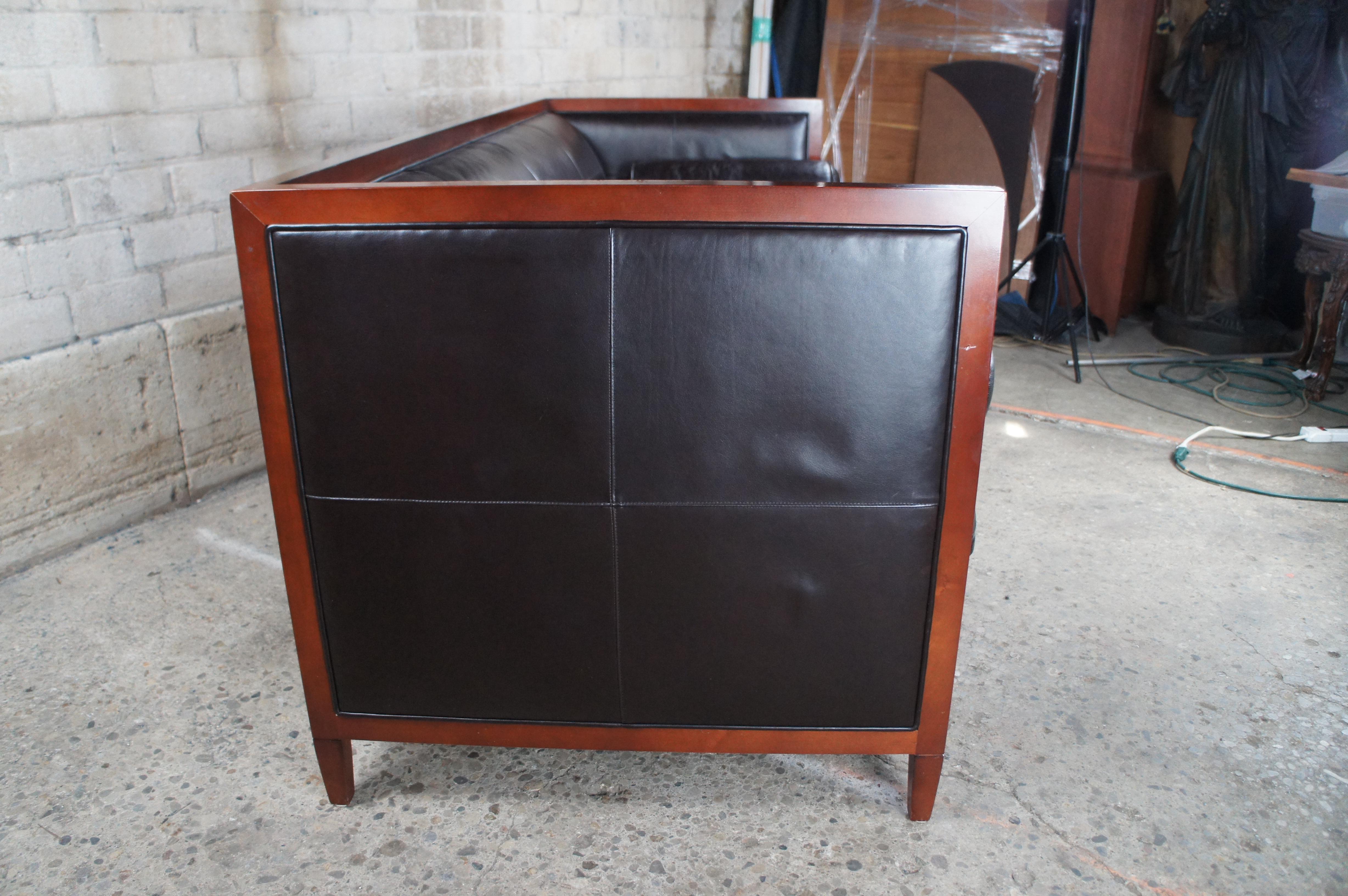 Baker Furniture Archetype Maple Wood Banded Brown Leather Modern Sofa 6370-78 4