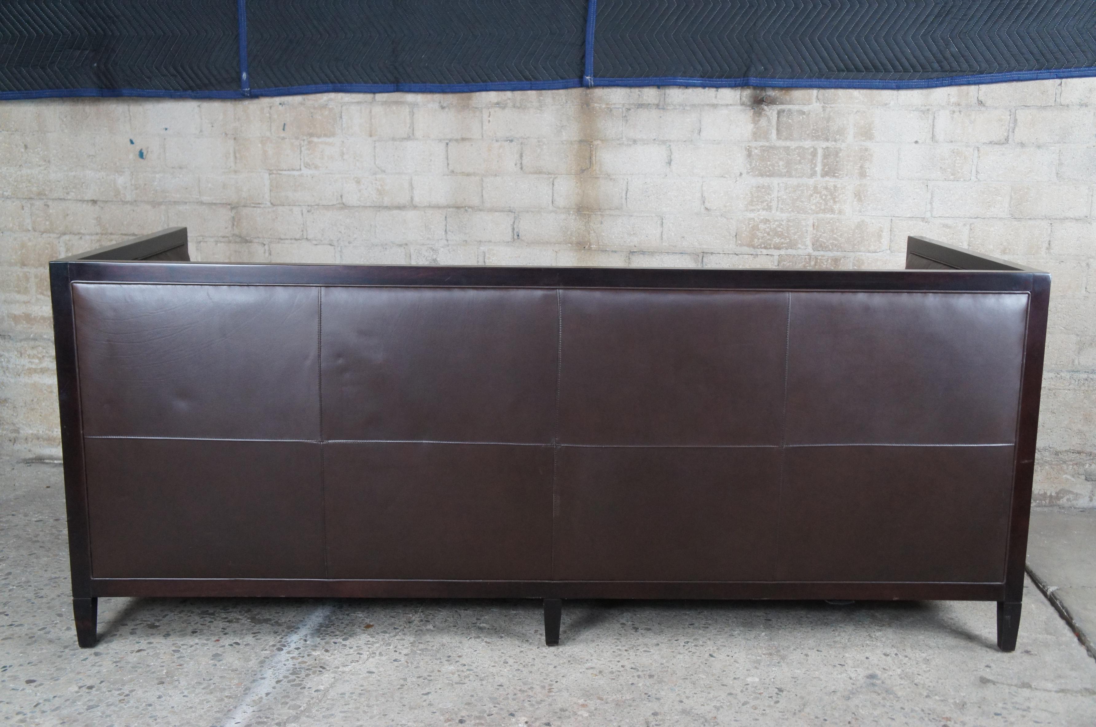 Baker Furniture Archetype Maple Wood Banded Brown Leather Modern Sofa 6370-78 4
