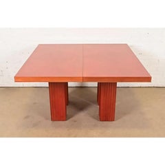 Baker Furniture Art Deco Parquet Top Extension Dining Table, Newly Refinished