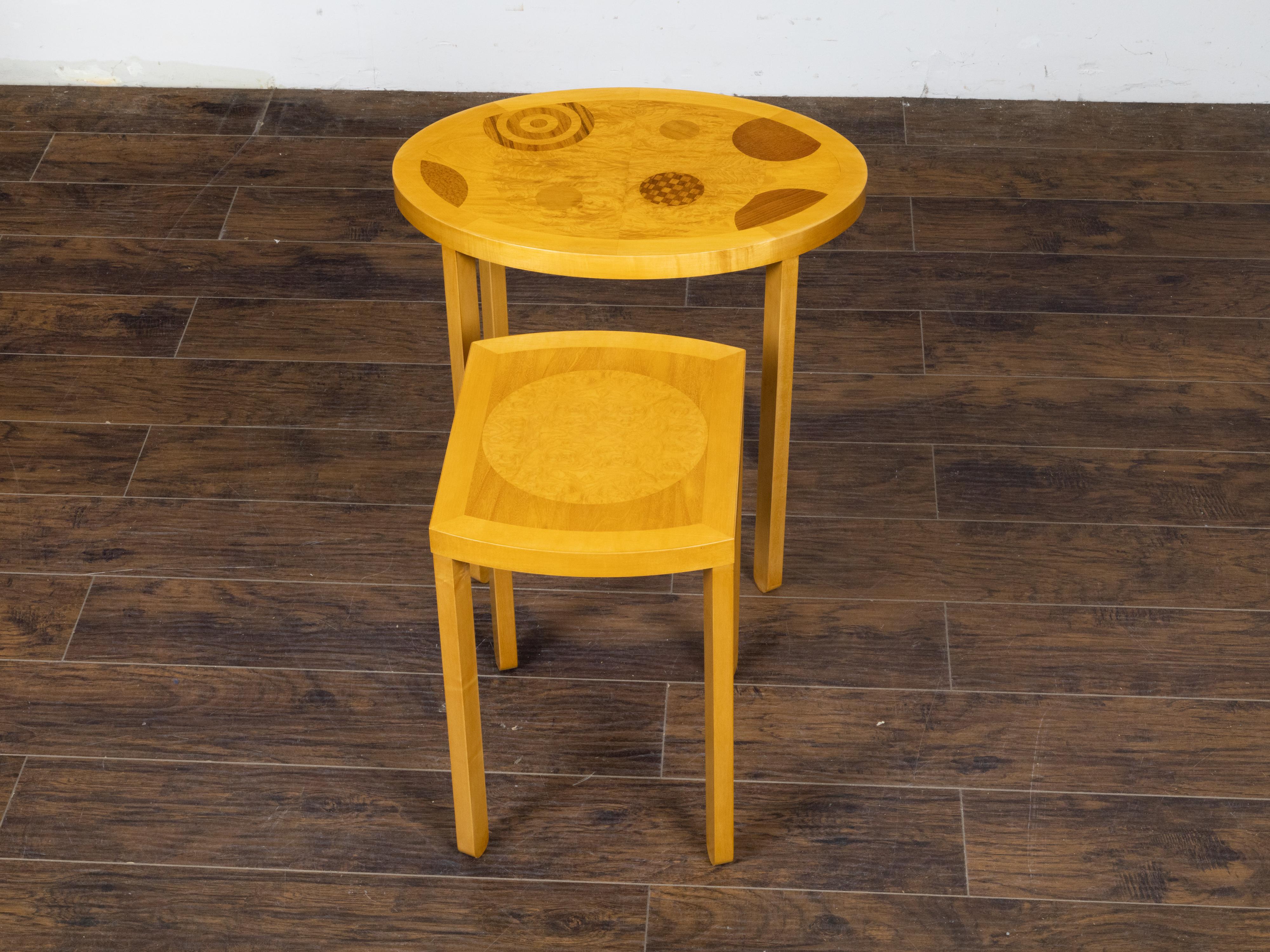 Baker Furniture: Schachteltische im Art-Déco-Stil mit skurrilen geometrischen Motiven im Angebot 2