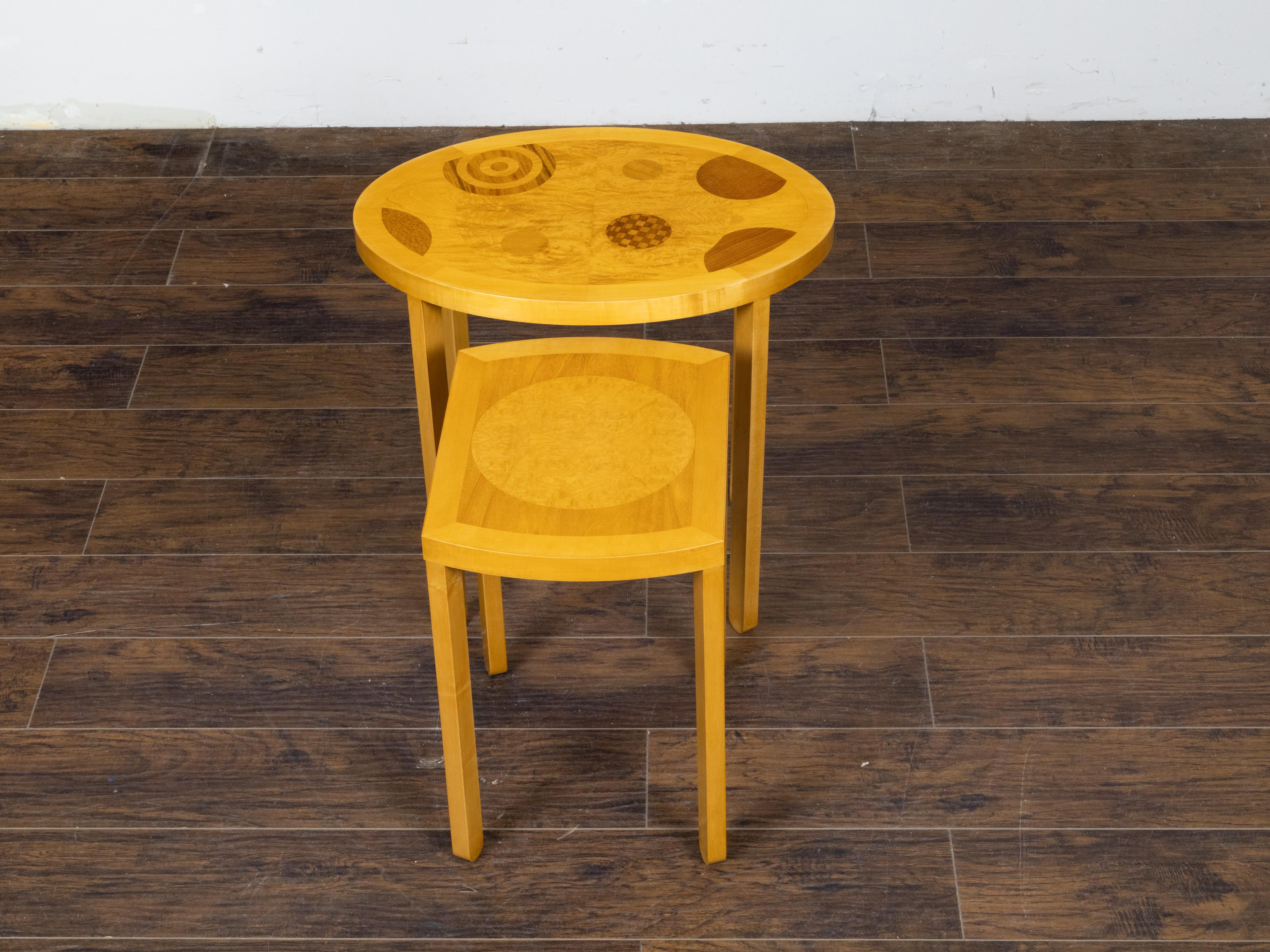 Baker Furniture: Schachteltische im Art-Déco-Stil mit skurrilen geometrischen Motiven im Angebot 3
