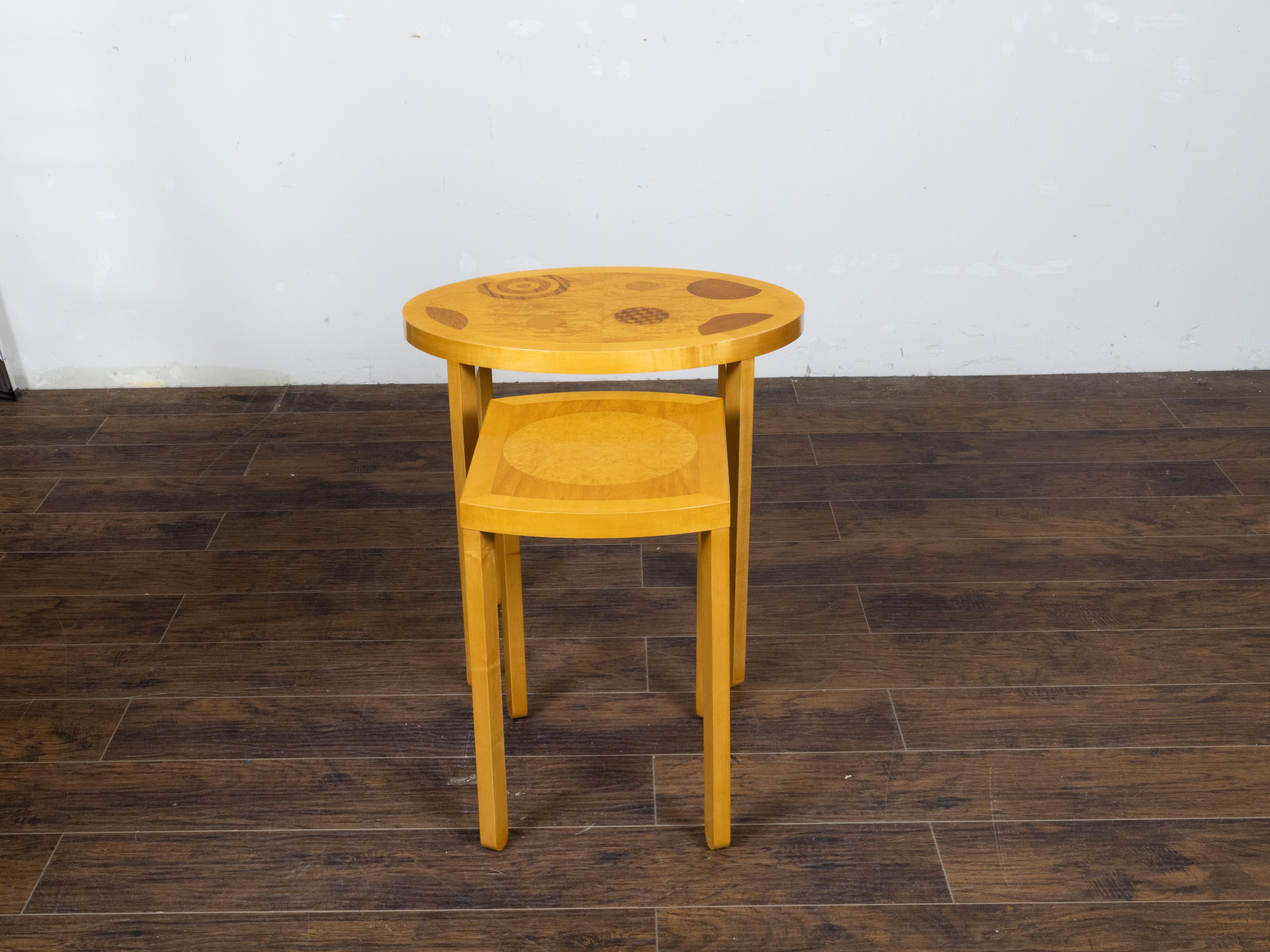 Baker Furniture: Schachteltische im Art-Déco-Stil mit skurrilen geometrischen Motiven im Angebot 5