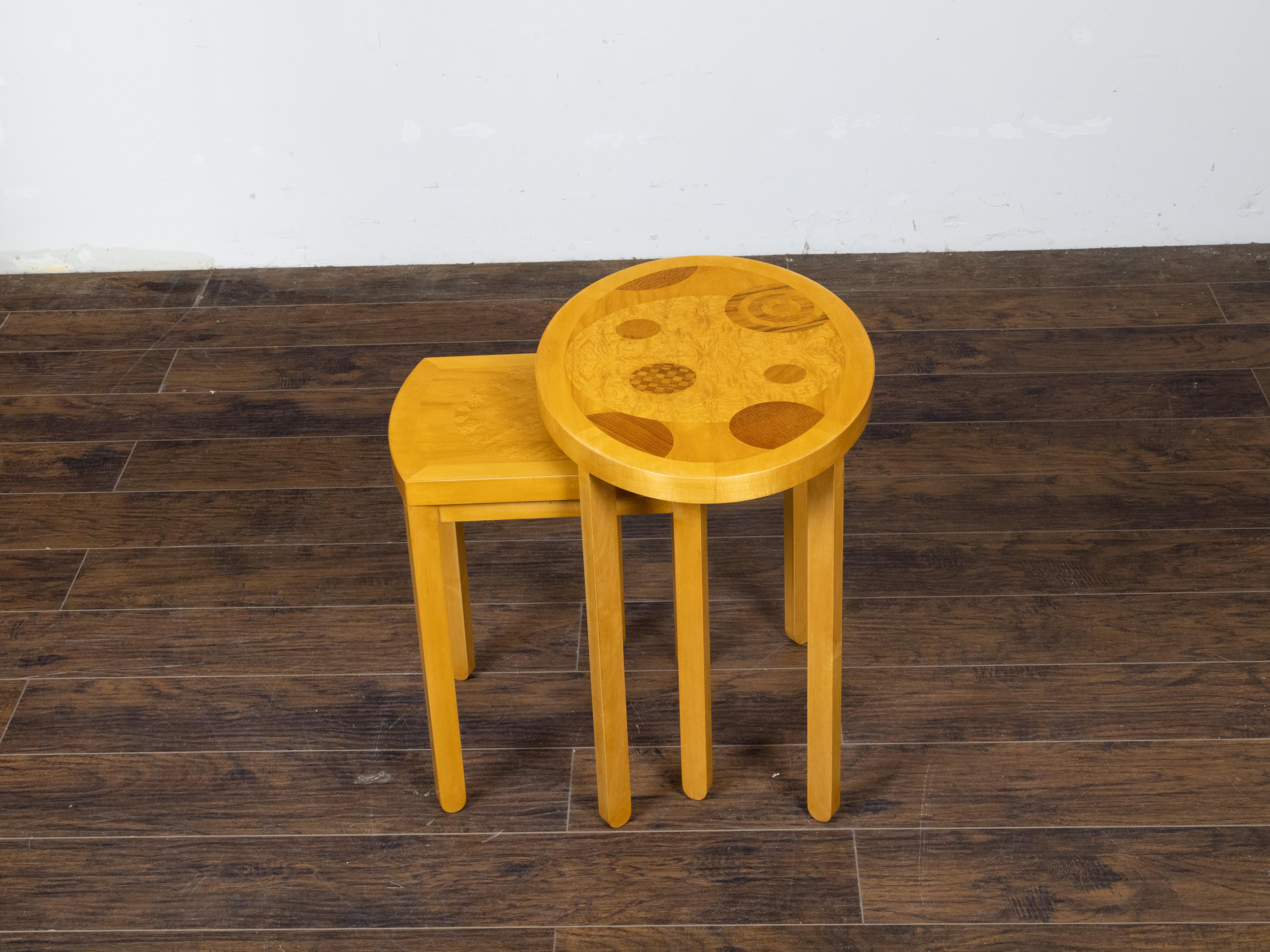 Baker Furniture: Schachteltische im Art-Déco-Stil mit skurrilen geometrischen Motiven im Zustand „Gut“ im Angebot in Atlanta, GA