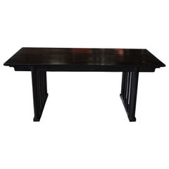 Vintage Baker Furniture Asian Black Writing Desk Console Table Computer Campaign Style