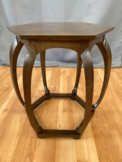 Baker Furniture Asian-Inspired Burl Wood Top Hexagonal Side Table, 1960s