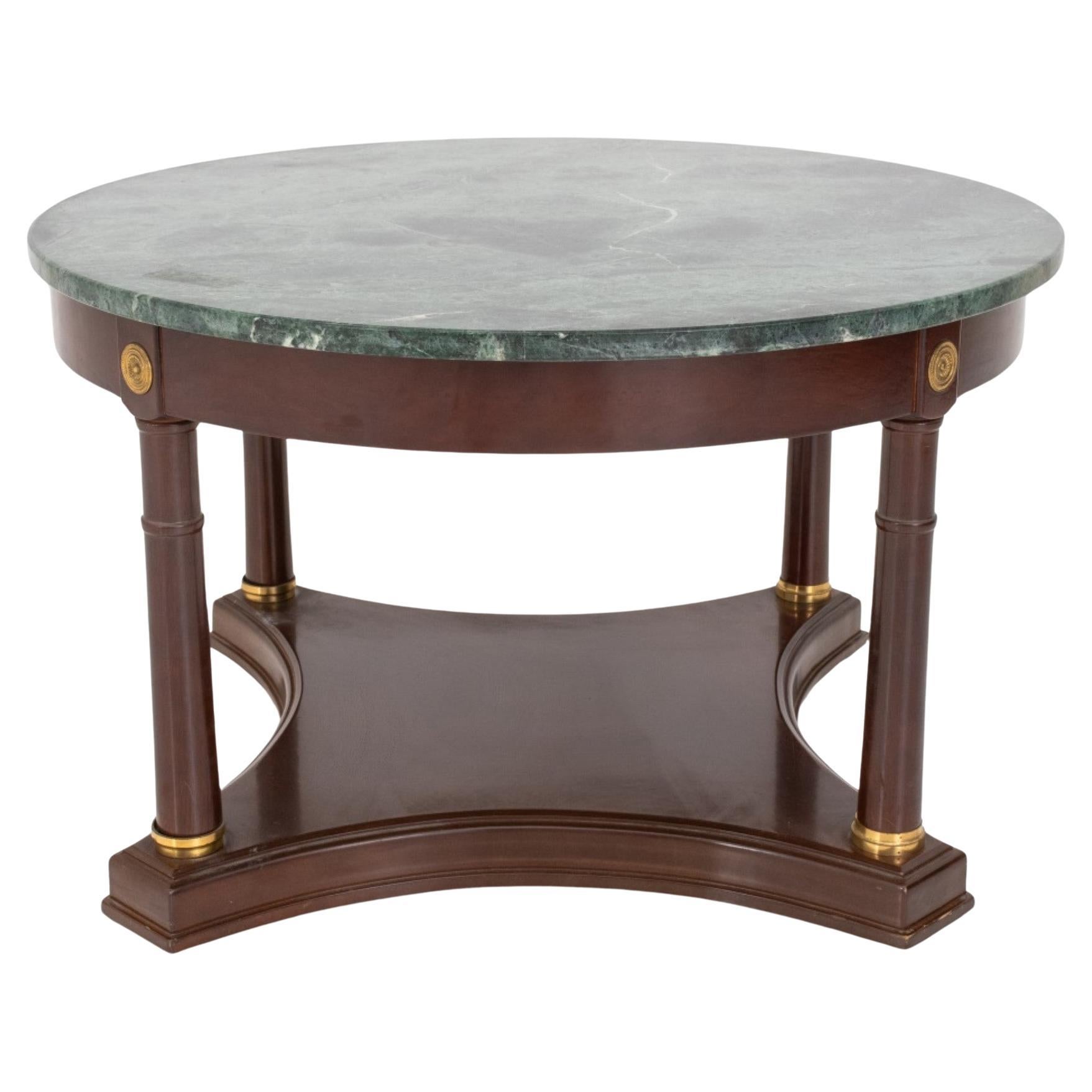Baker Furniture Attrib Marble-Topped Coffee Table For Sale
