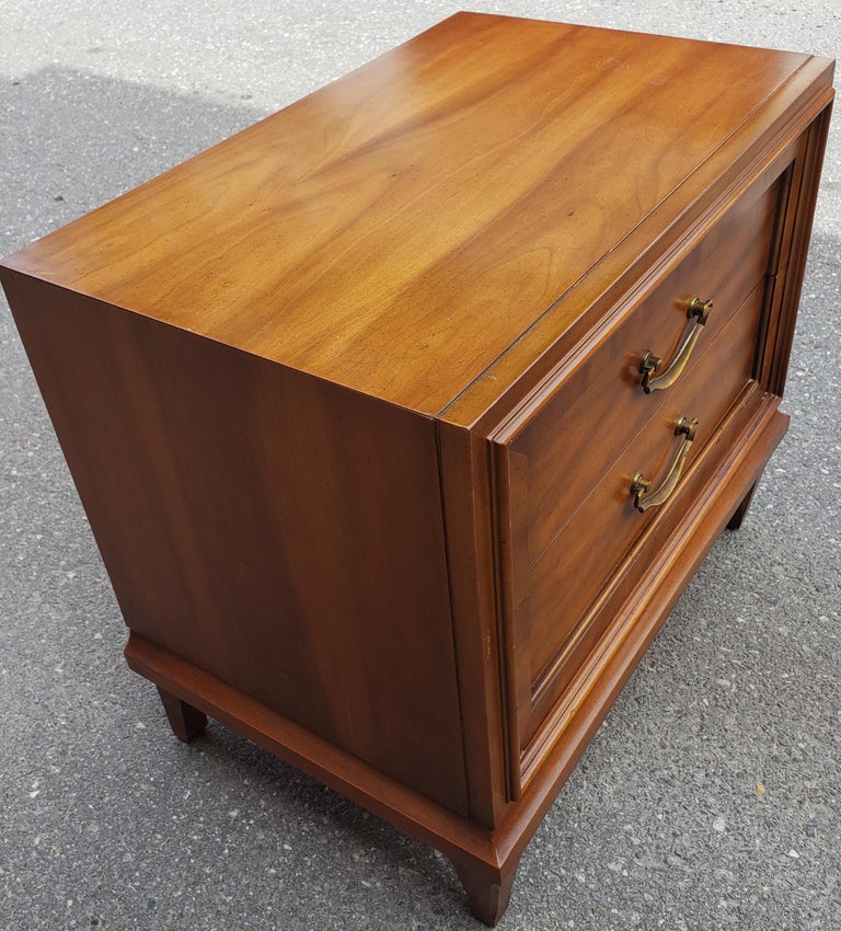 Baker Furniture Attributed Walnut Nightstands Side Tables, a Pair For