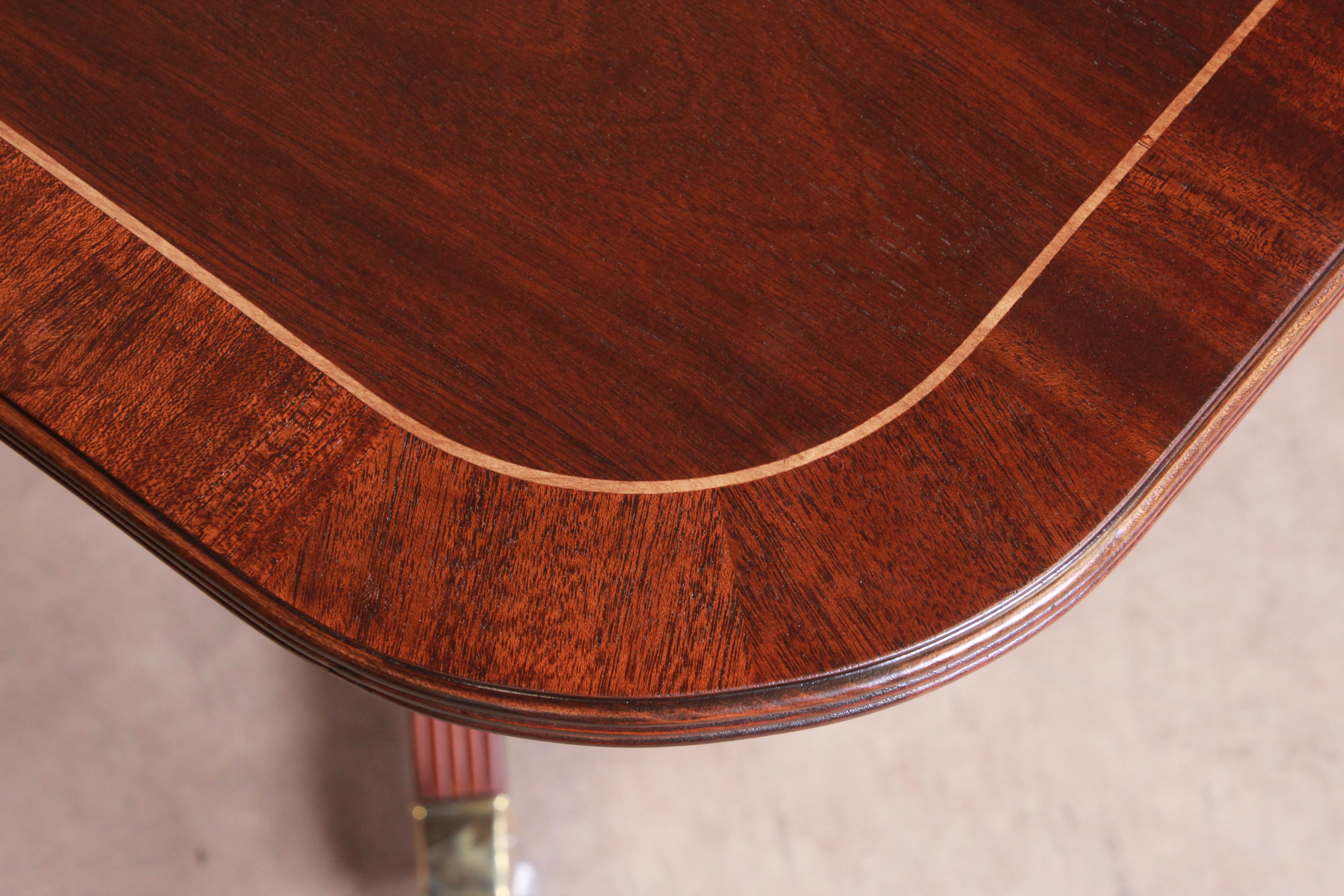 Baker Furniture Banded Mahogany Double Pedestal Dining Table, Newly Refinished 7