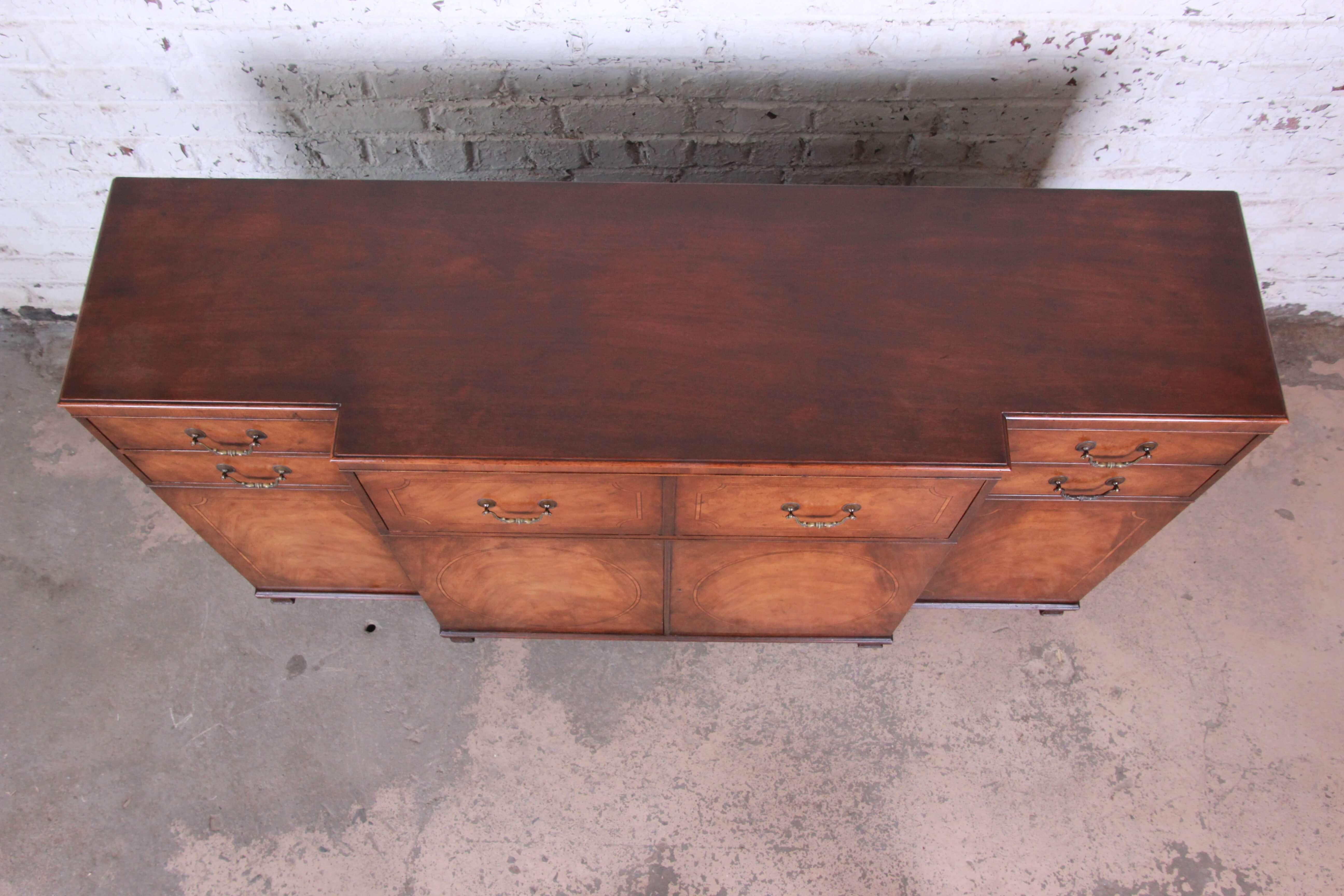 Late 20th Century Baker Furniture Banded Mahogany Sideboard or Credenza