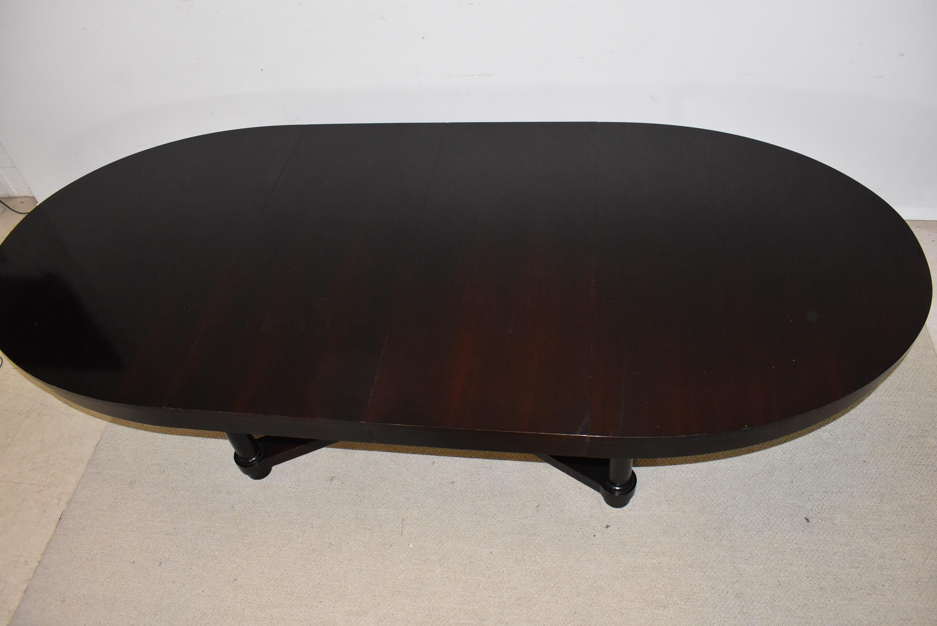 Baker Furniture Barbara Barry Collection Oval Table Espresso Finish X Base In Good Condition In Toledo, OH