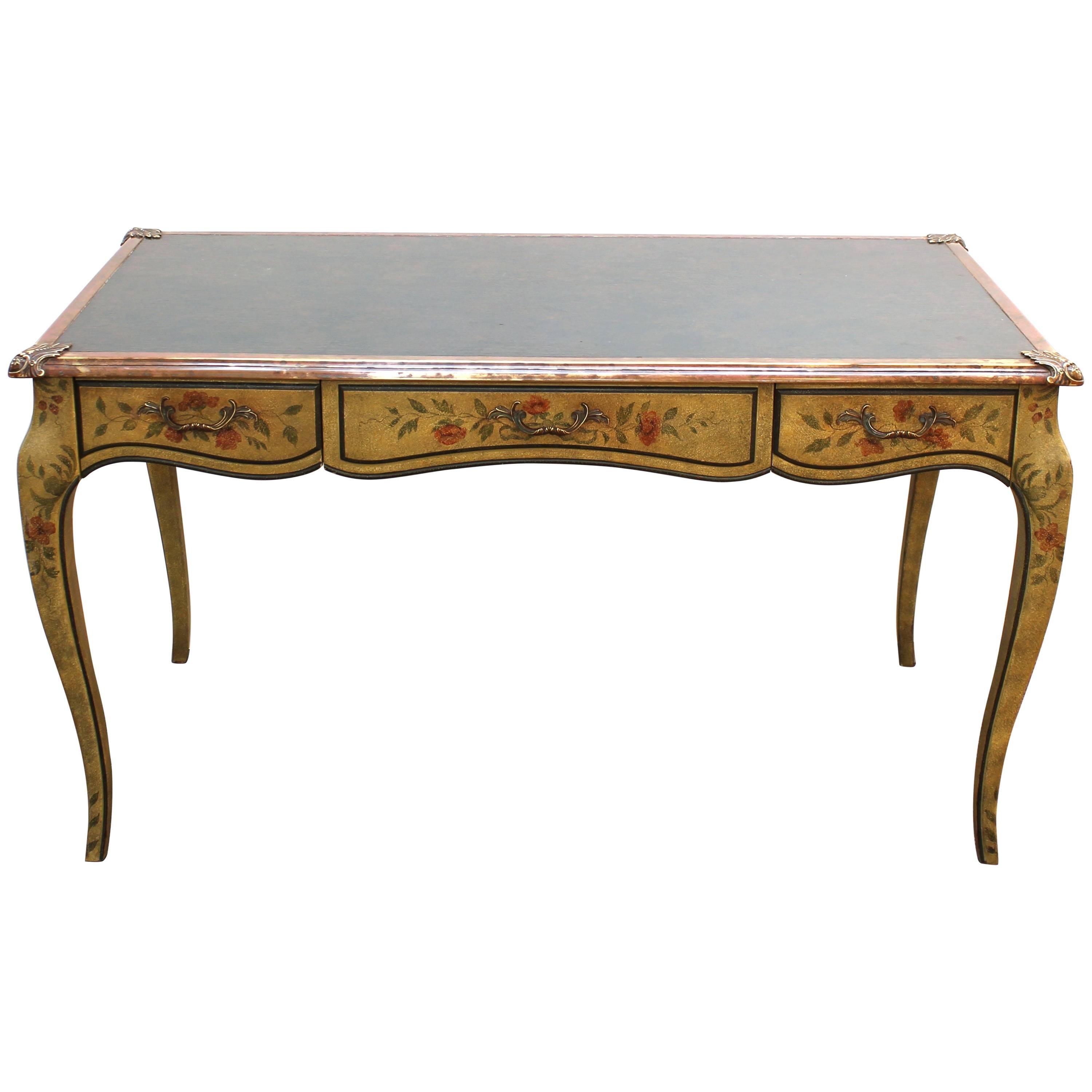 Baker Furniture Baroque Style Writing Desk with Leather Top