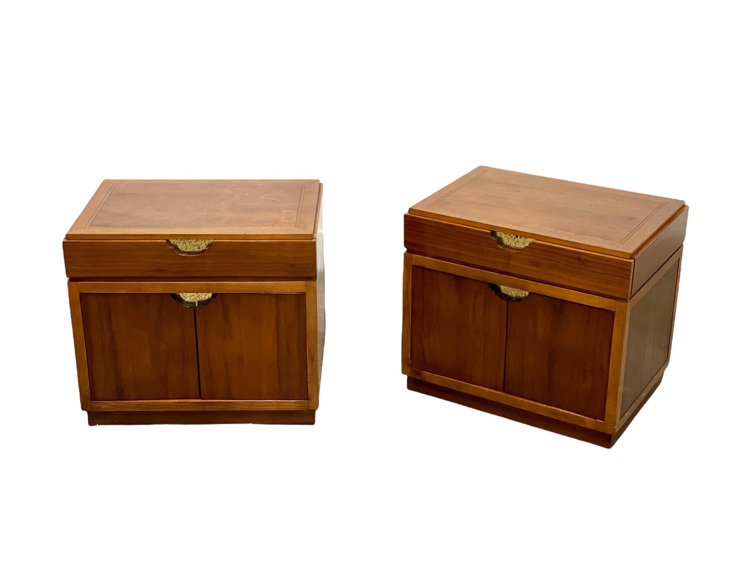 Mid-Century Modern Baker Furniture, Bedroom Set, Ten Drawer Dresser Pair Nightstands, Circa 1980