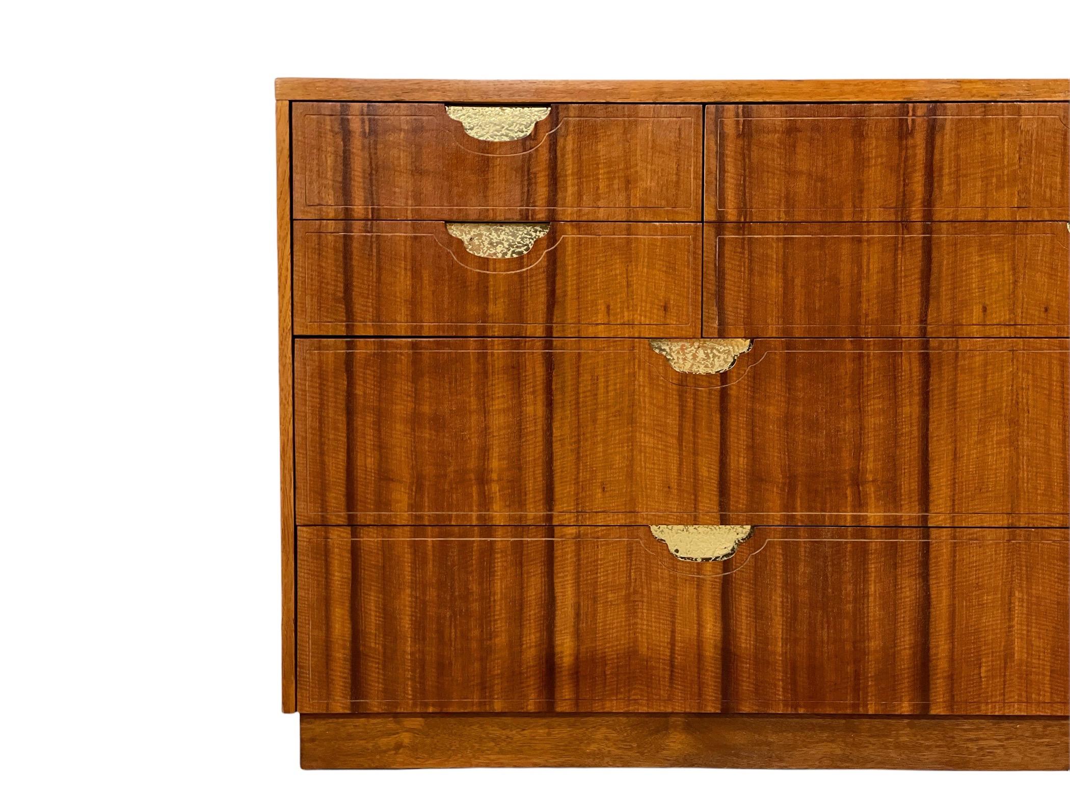 North American Baker Furniture, Bedroom Set, Ten Drawer Dresser Pair Nightstands, Circa 1980