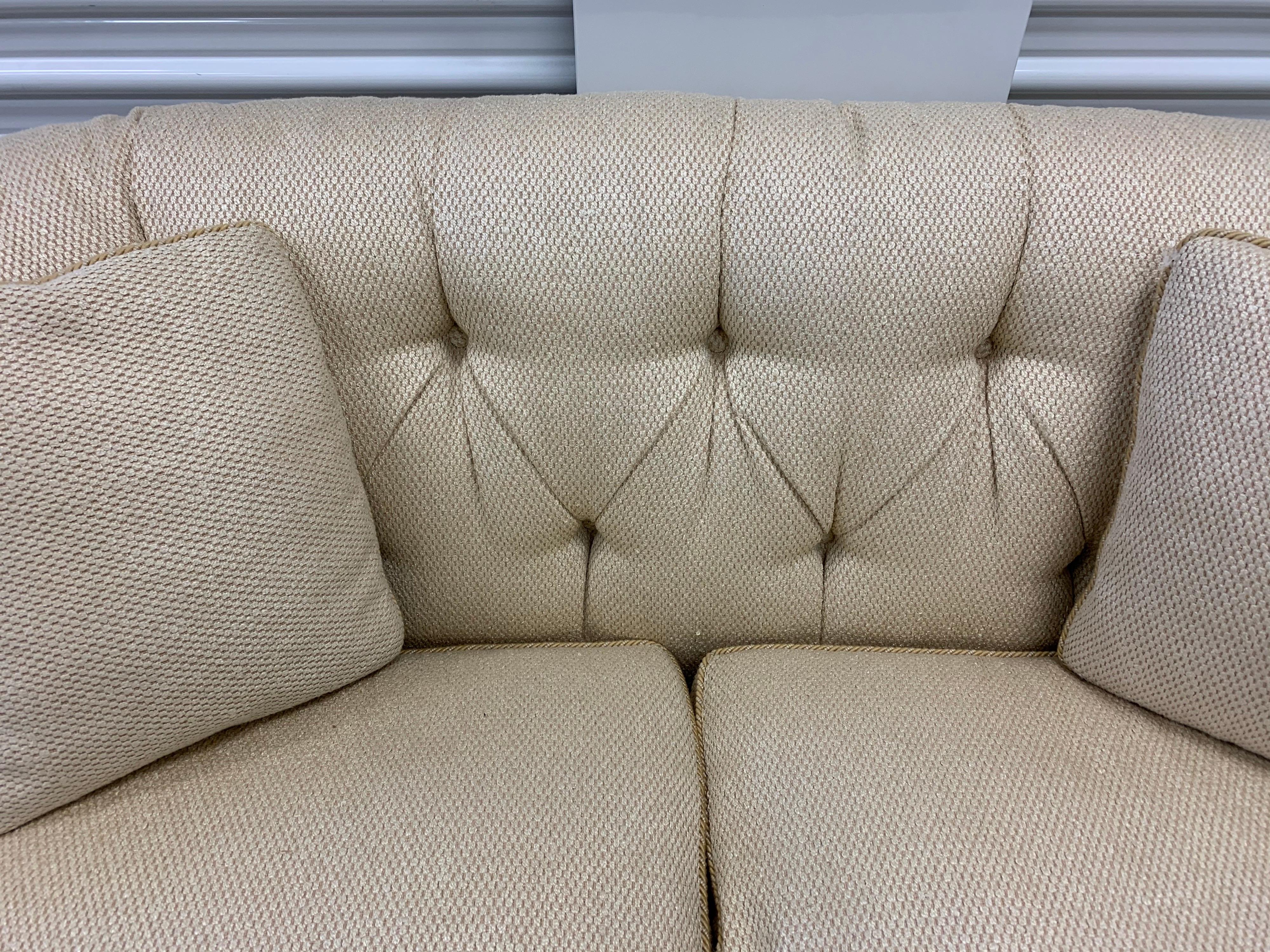 Fabric Baker Furniture Beige Tufted Chesterfield Loveseat Sofa