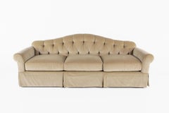 Baker Furniture Beige Tufted Chesterfield Velvet Sofa