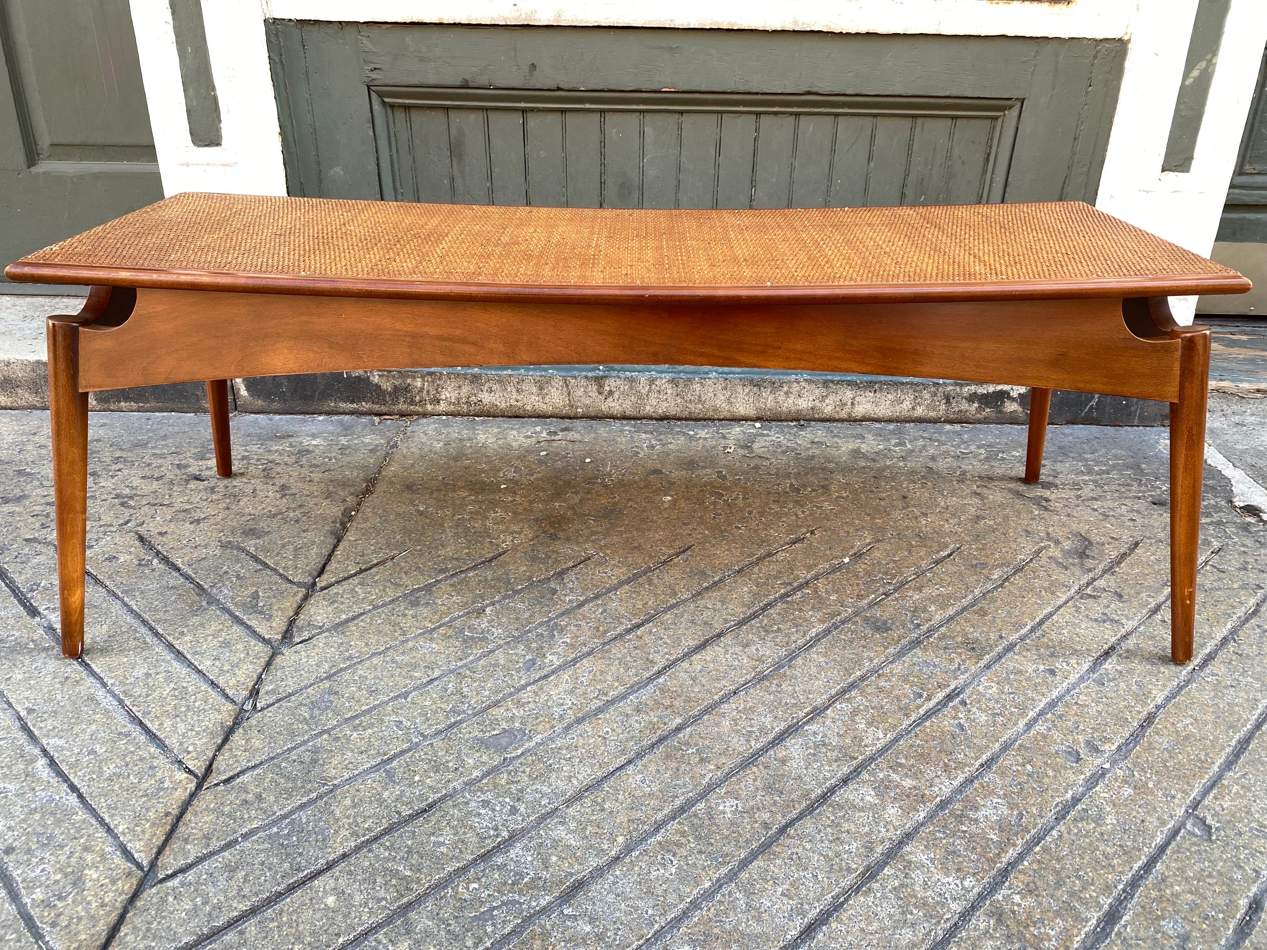 American Baker Furniture Bench with Caned Seat