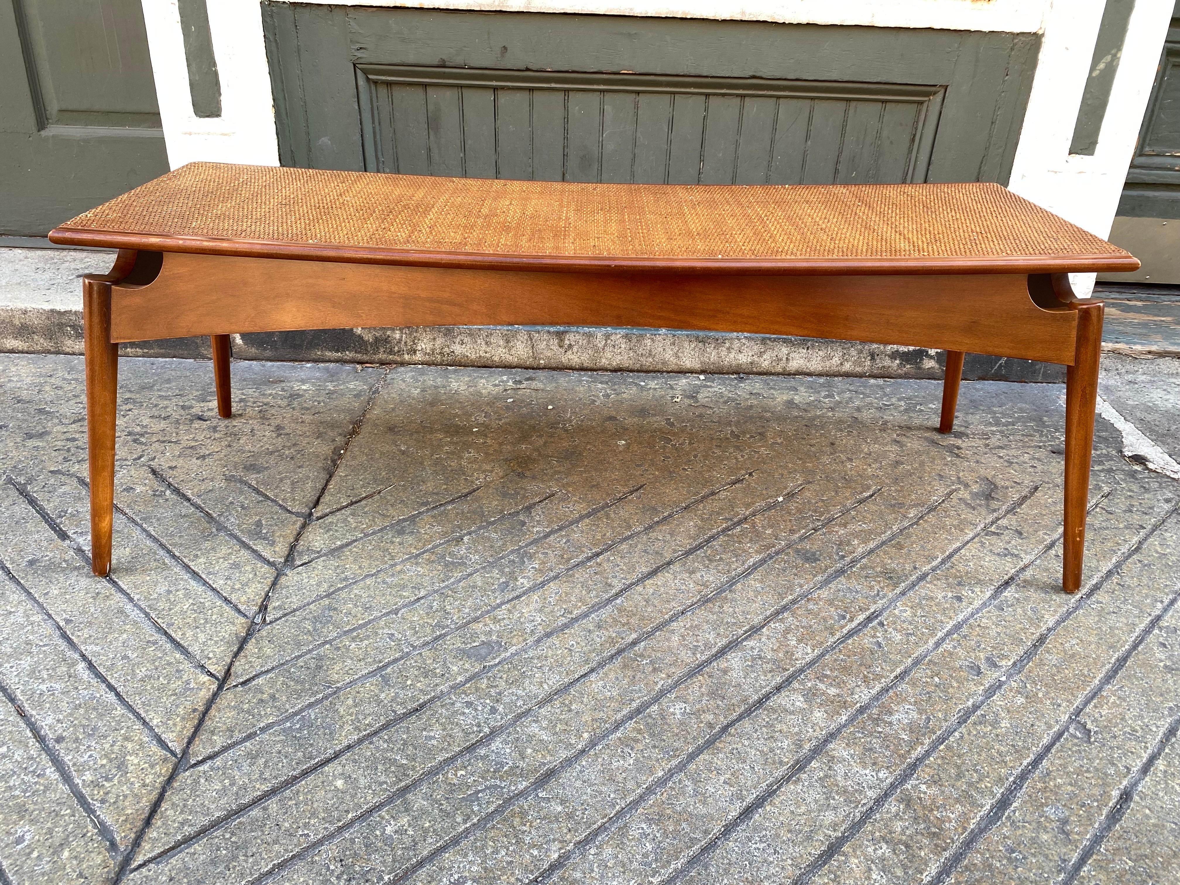 Baker Furniture Bench with Caned Seat In Good Condition In Philadelphia, PA