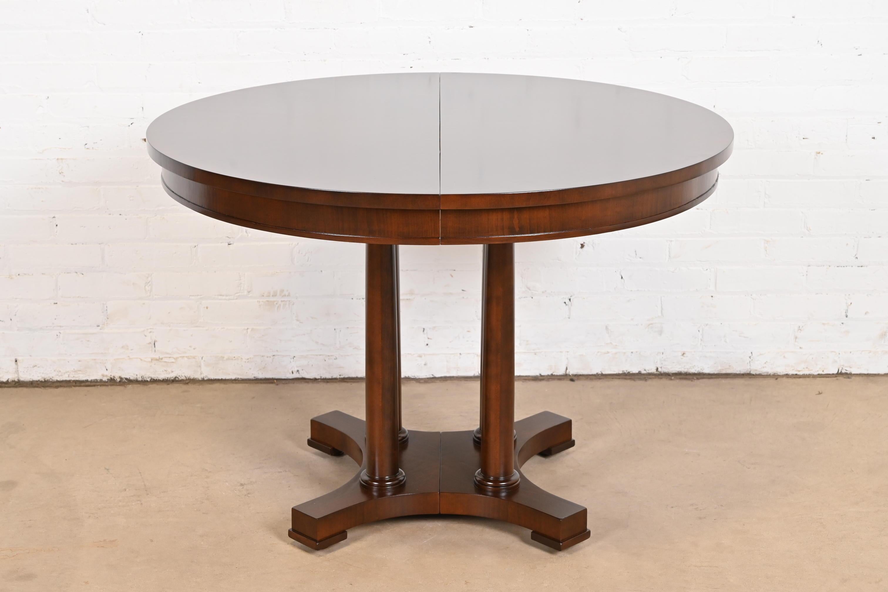 Baker Furniture Biedermeier Cherry Wood Pedestal Extension Dining Table 2