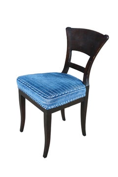 Baker Furniture – Beistellsessel im Biedermeier- und Directoire-Stil aus Mahagoni und blauem Samt