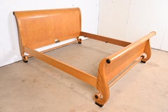 Baker Furniture Biedermeier Primavera and Parcel Ebonized King Size Sleigh Bed