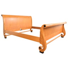 Baker Furniture Biedermeier Primavera and Parcel Ebonized King Size Sleigh Bed