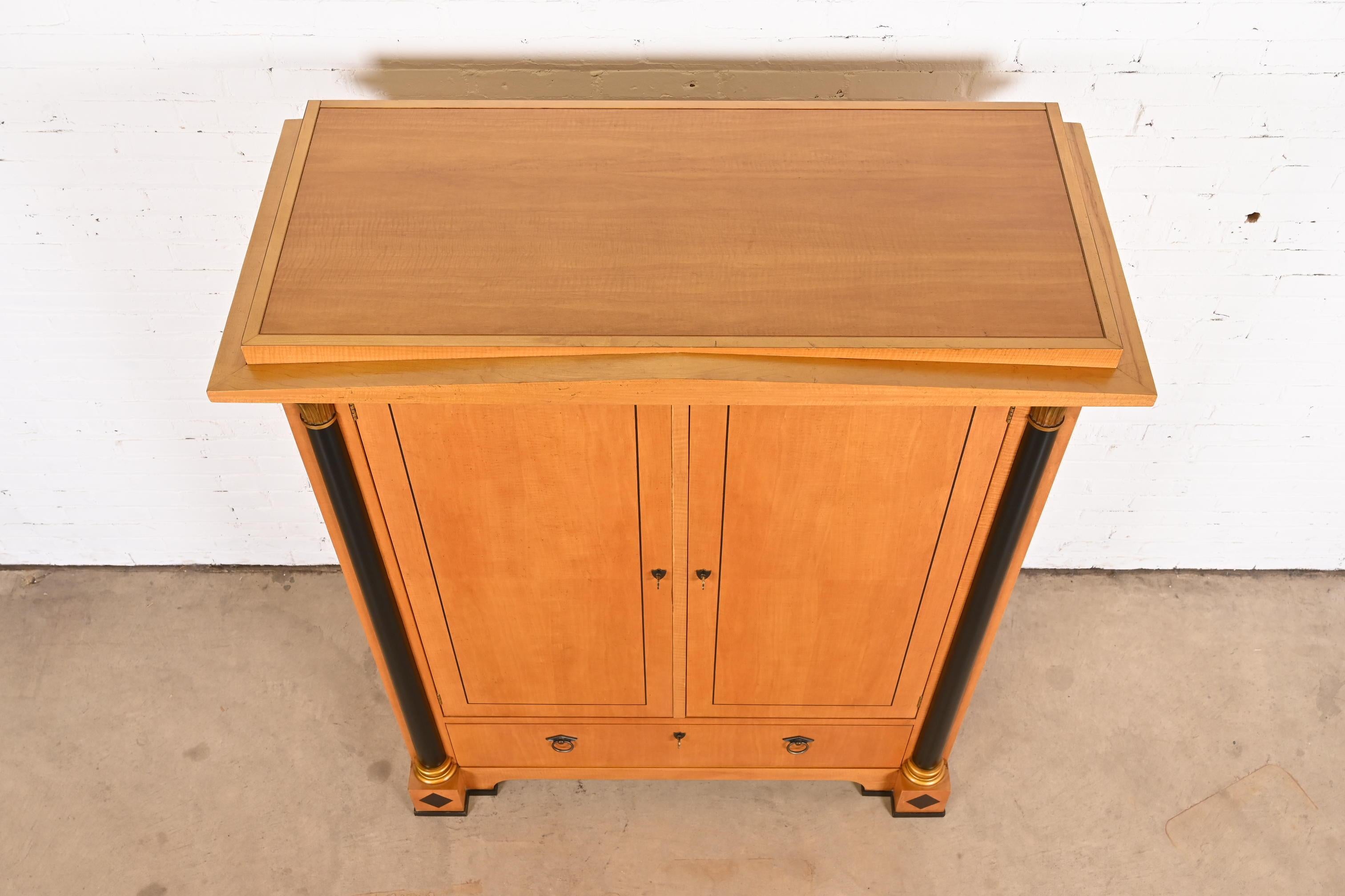 Baker Furniture Biedermeier Primavera Wood and Parcel Ebonized Armoire Dresser For Sale 6