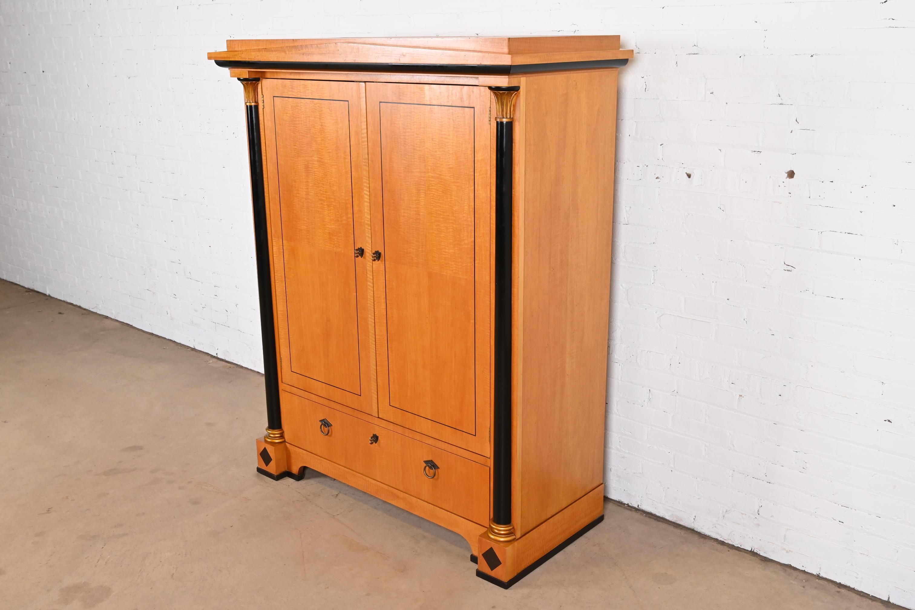 American Baker Furniture Biedermeier Primavera Wood and Parcel Ebonized Armoire Dresser For Sale