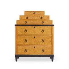 Baker Furniture Biedermeier Style Burlwood Highboy Dresser