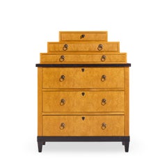 Baker Furniture Biedermeier Style Burlwood Highboy Dresser