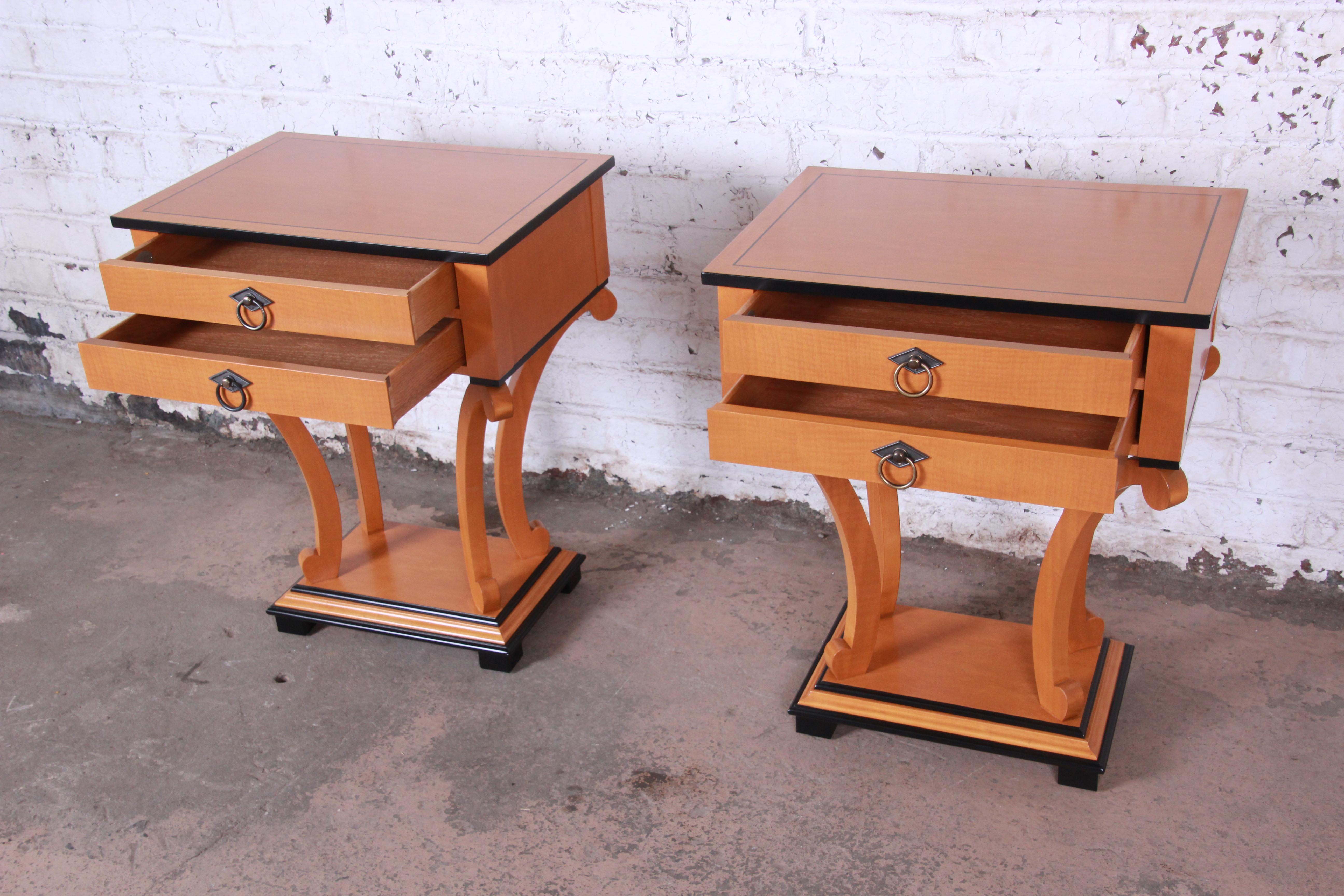 Baker Furniture Biedermeier Style Nightstands, Fully Restored 5