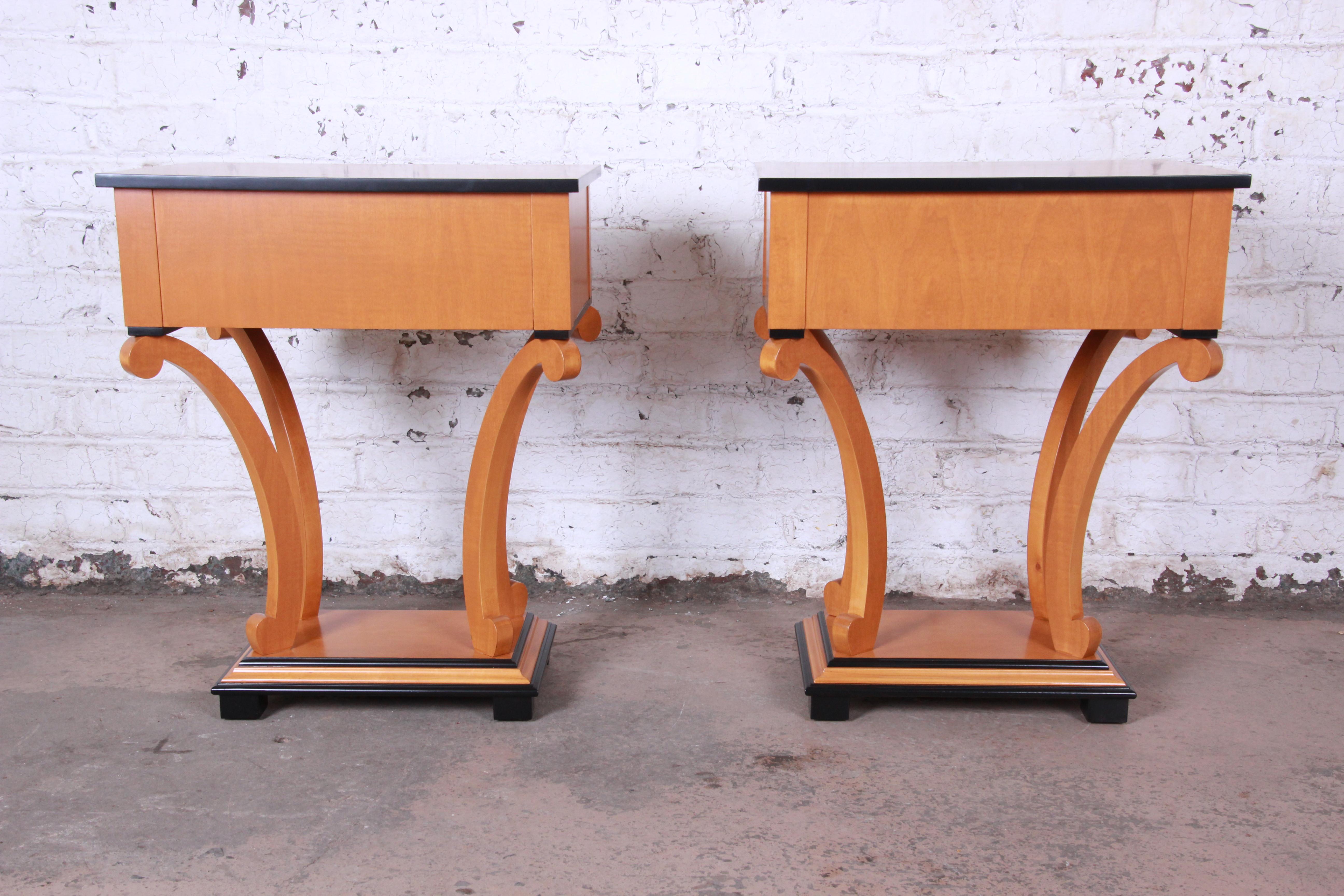 Baker Furniture Biedermeier Style Nightstands, Fully Restored 10