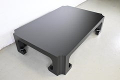 Baker Furniture Black Lacquered Asian Style Large Coffee Table