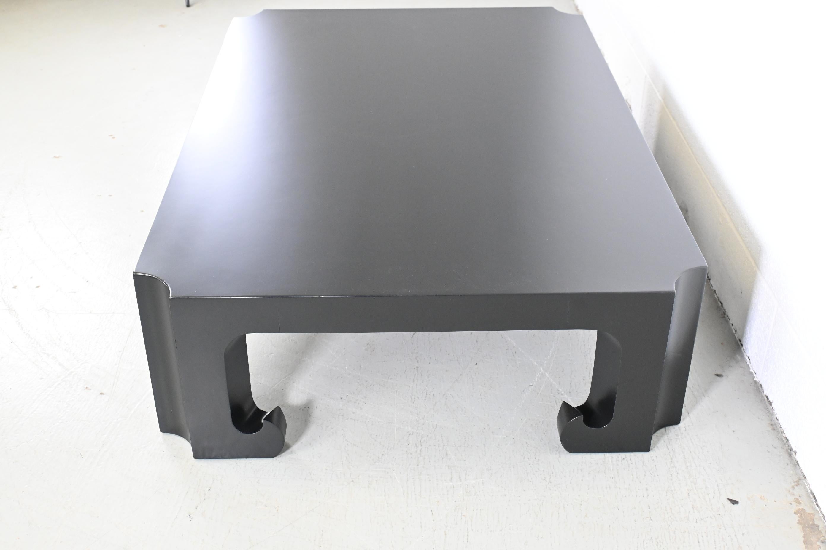 Wood Baker Furniture Black Lacquered Asian Style Large Coffee Table For Sale