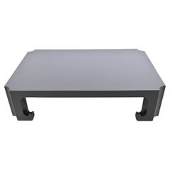 Baker Furniture Black Lacquered Asian Style Large Coffee Table