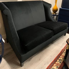 Baker Furniture Black Mohair Sofa Loveseat Settee