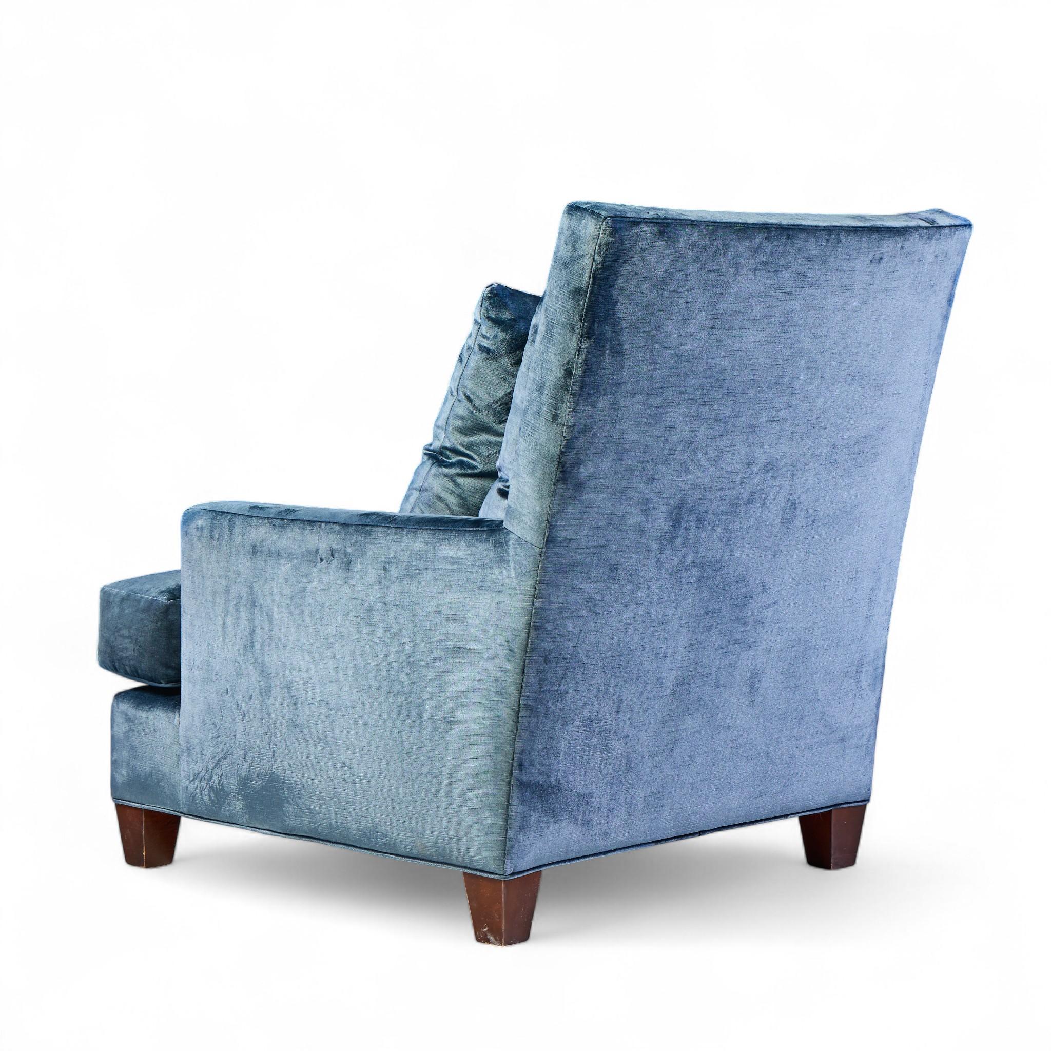 Baker Furniture Sessel aus blauem Samt im Zustand „Gut“ im Angebot in Franklin Park, IL