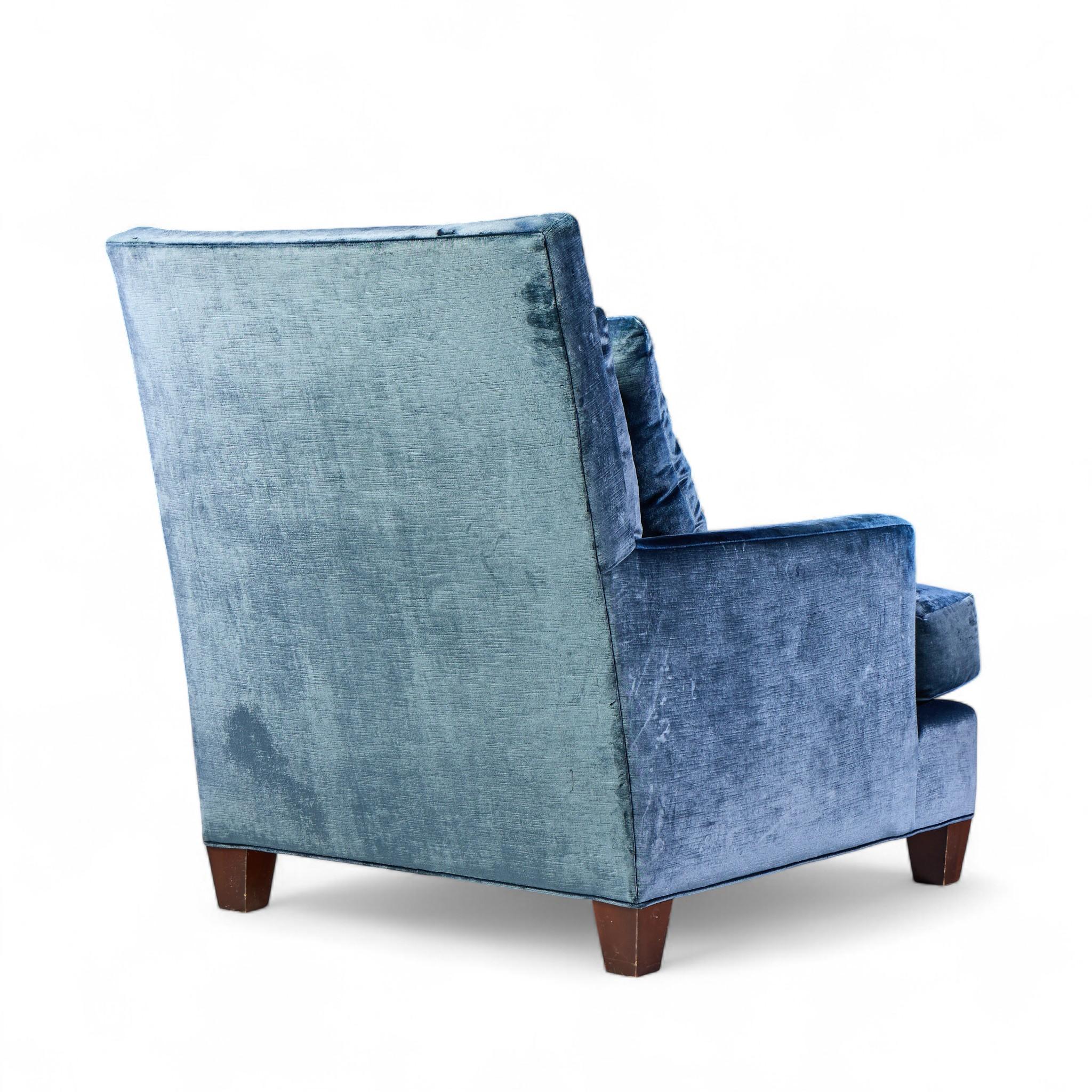 Baker Furniture Sessel aus blauem Samt im Angebot 1