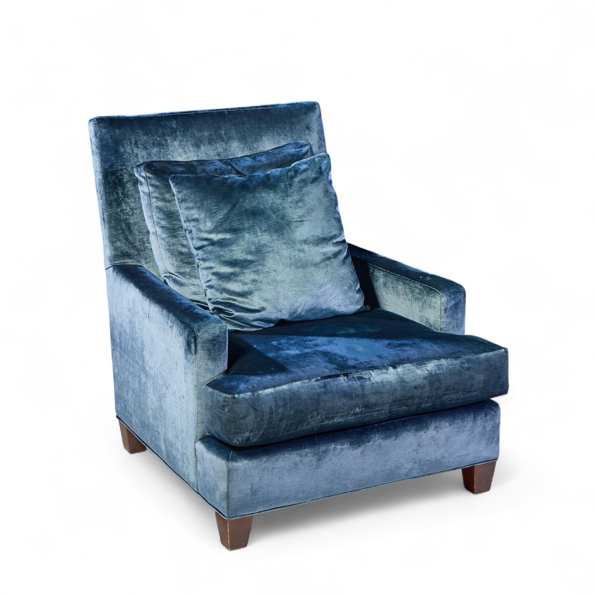 Baker Furniture Sessel aus blauem Samt im Angebot 3