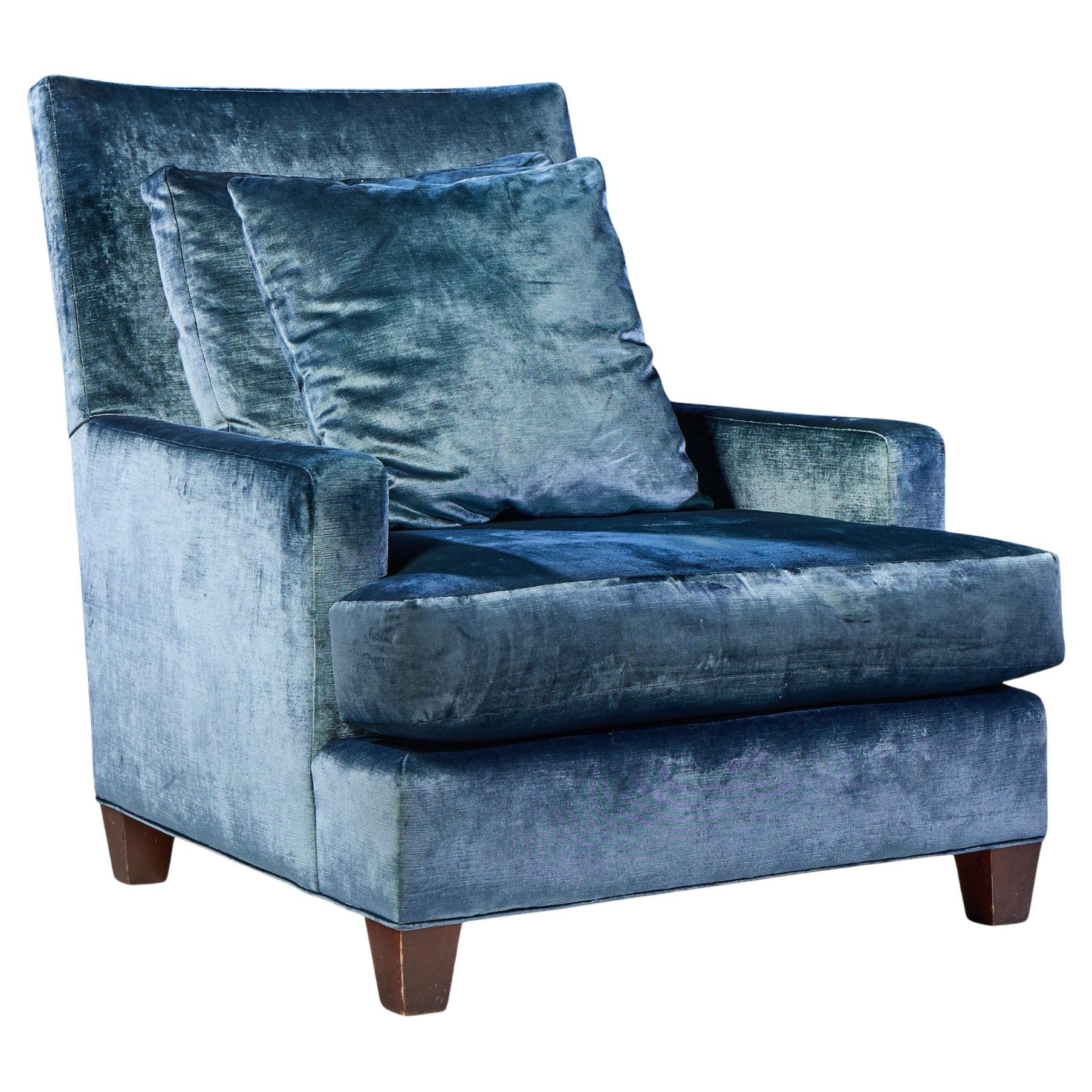 Baker Furniture Sillón de terciopelo azul