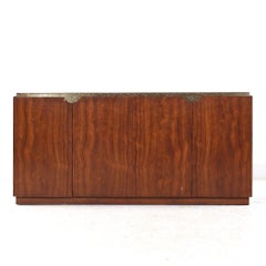 Baker Furniture Brass and Walnut Buffet Credenza