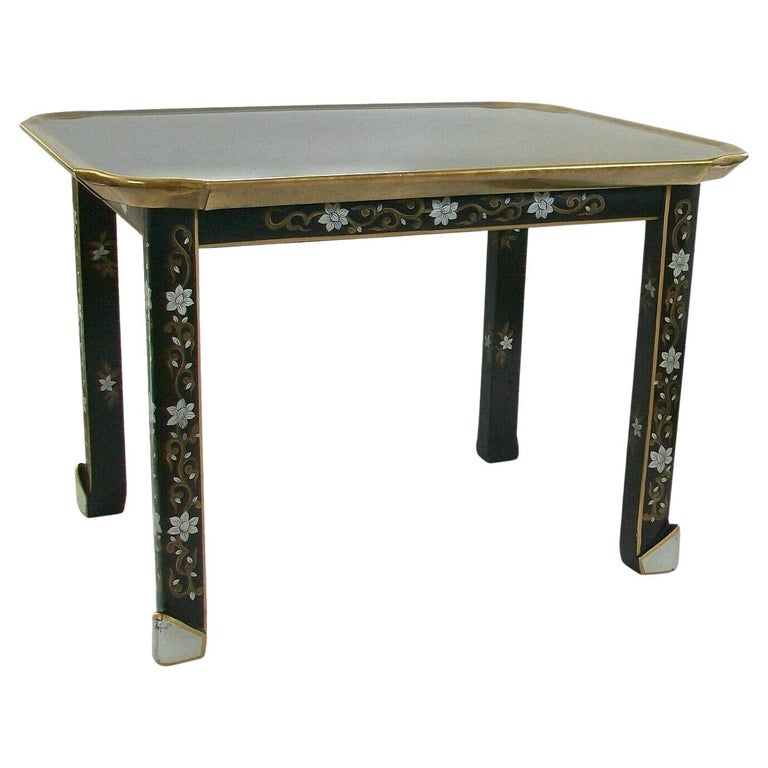 Baker Furniture, Brass Top Chinoiserie Cocktail Table, U.S., Circa 1980's For Sale