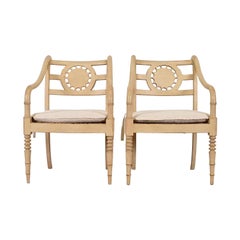 Baker Furniture British Colonial Armchairs, Pair