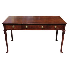 Baker Furniture Burl and Walnut Queen Anne Writing Table or Desk